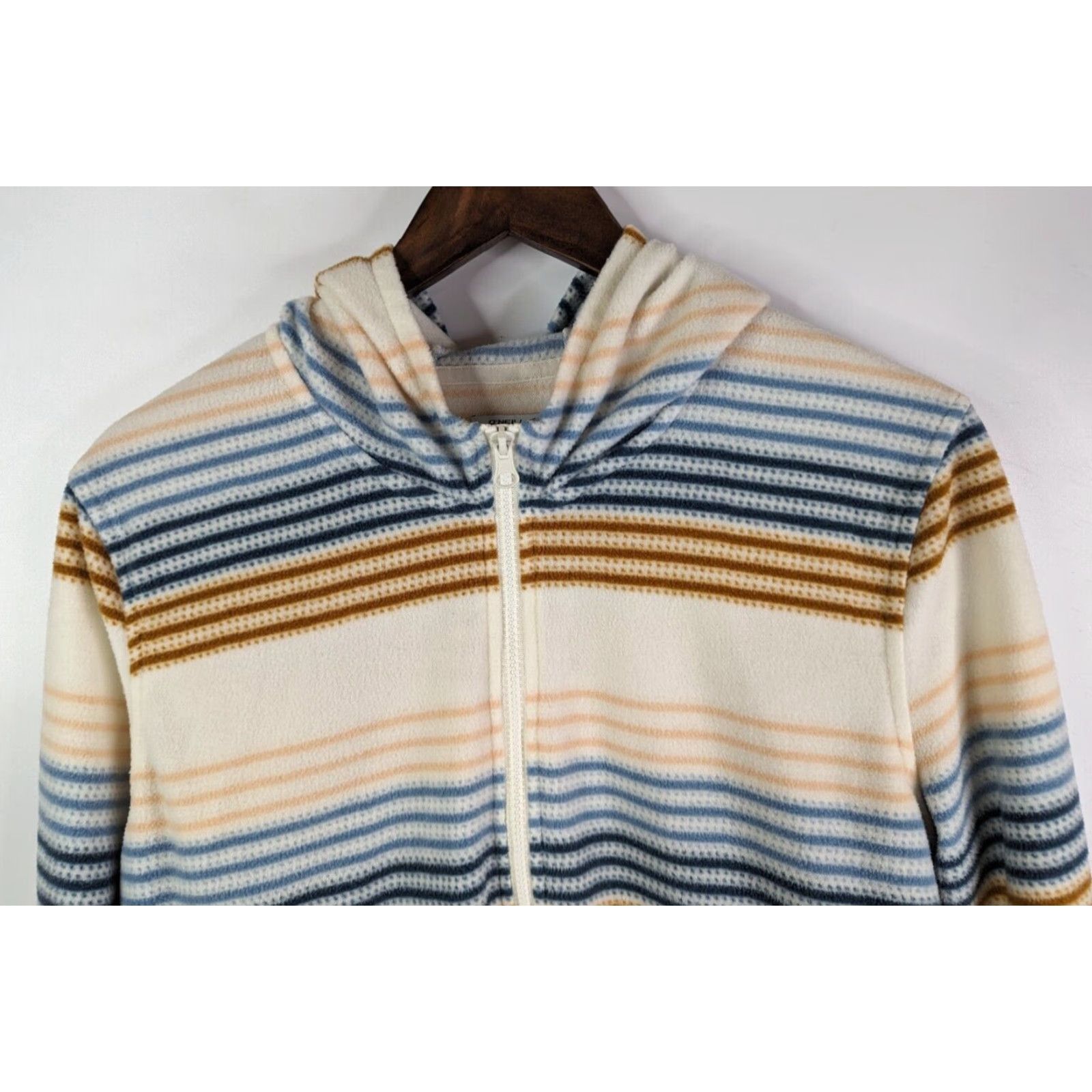 O'Neill VINTAGE O'Neill Hoodie Stripe Pullover Womens Medium Long Sleeve Half Zip Polar Fleece Size M / US 6-8 / IT 42-44 - 2 Thumbnail