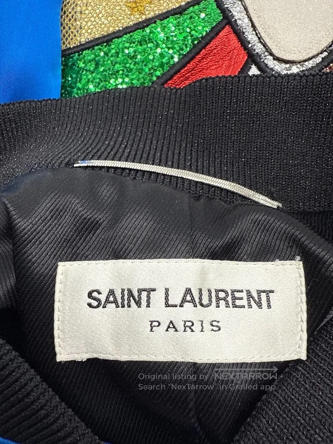 Saint Laurent Paris Saint Laurent Blue Silk Bomber Jacket. Size L / US 10 / IT 46 - 4 Thumbnail
