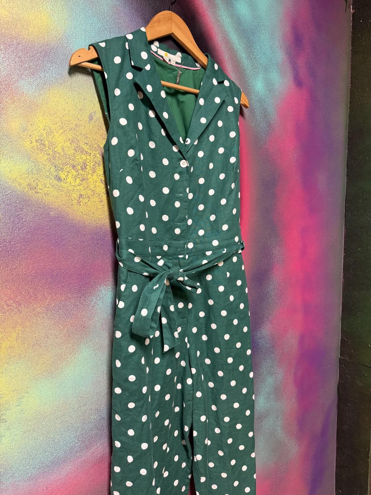 Other Boden Emeraled Green &White Polka Dot Jumpsuit Size M / US 6-8 / IT 42-44 - 4 Thumbnail