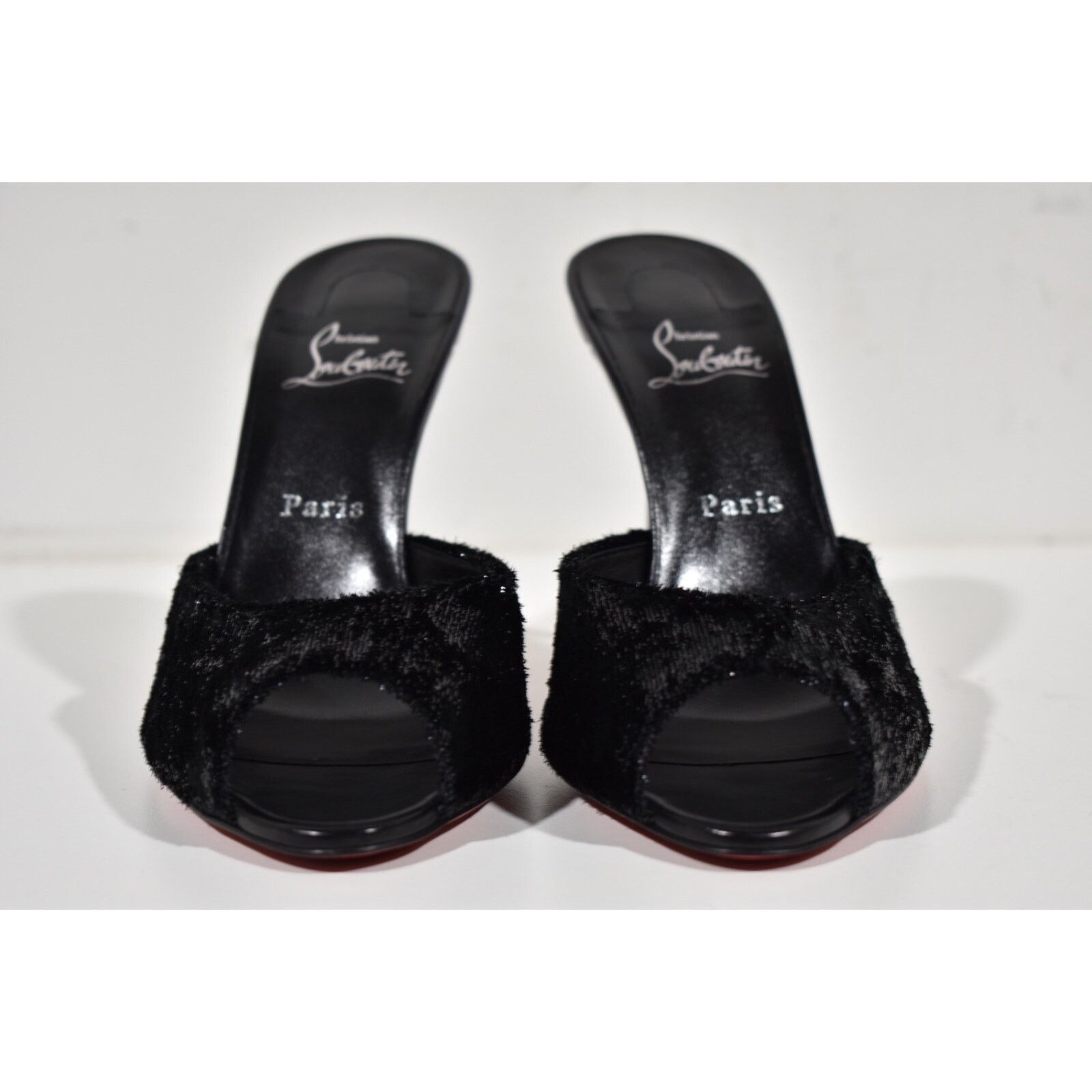 Me Dolly 100 Black Backless Sandal Slide Mule Heel Pump 36.5