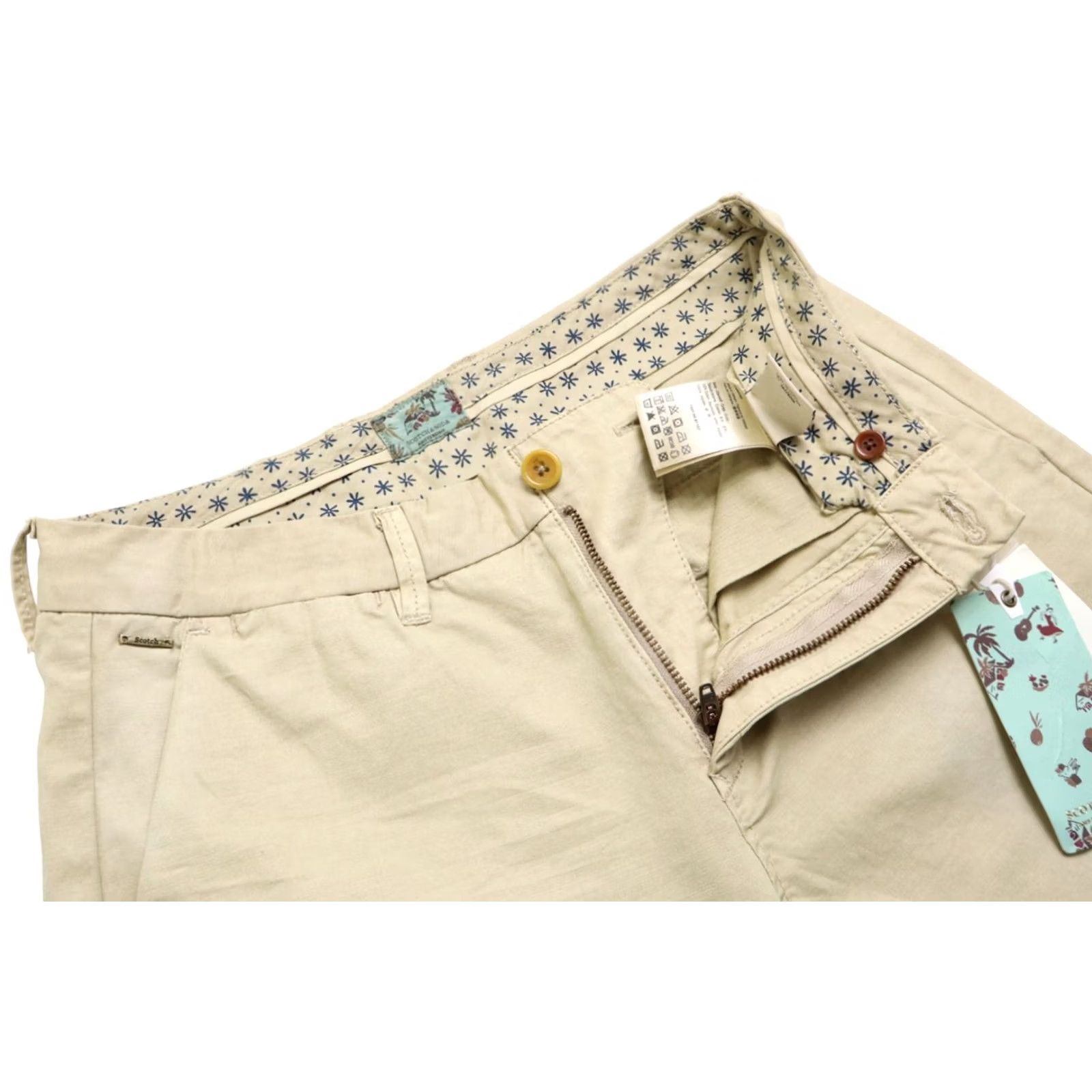 Scotch & Soda SCOTCH & SODA Shorts Men W29 Turn Up Faded Logo With Pockets Beige Cotton Regular Size US 29 - 4 Thumbnail