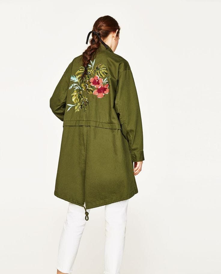 Zara Vintage ZARA BASIC Outer wear Flower Embroidered Mod Coat Size M / US 6-8 / IT 42-44 - 2 Thumbnail
