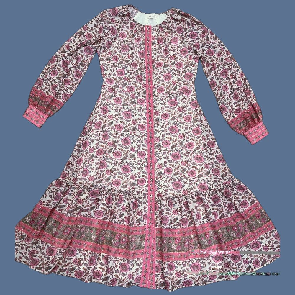 Pinko VINTAGE Sezane Dress Merida in Pink Floral Print Midi Dress 40 Size S / US 4 / IT 40 - 1 Thumbnail