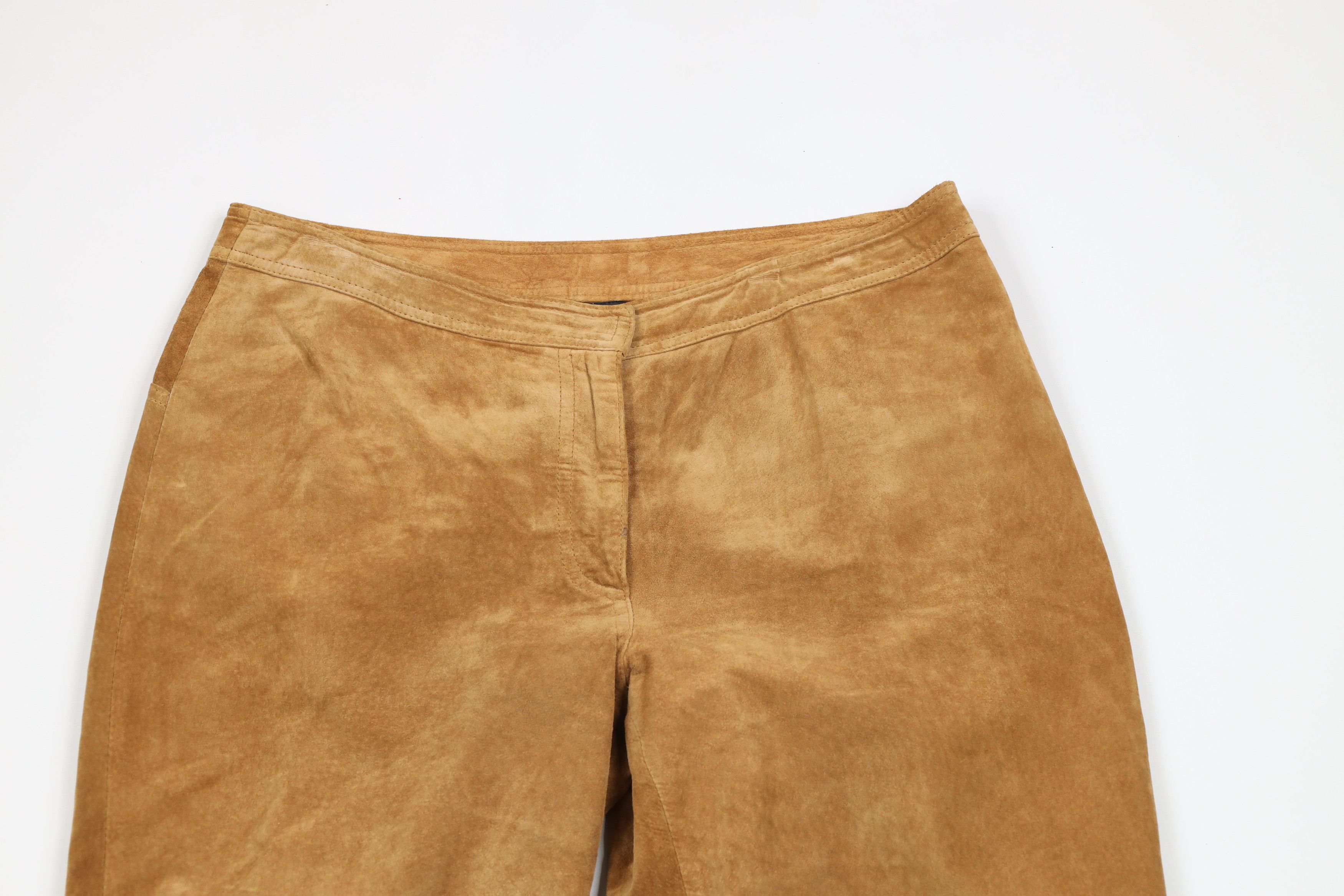 Vintage Vintage 90s Streetwear Leg Suede Leather Pants Brown Size 34" / US 12 / IT 48 - 2 Thumbnail