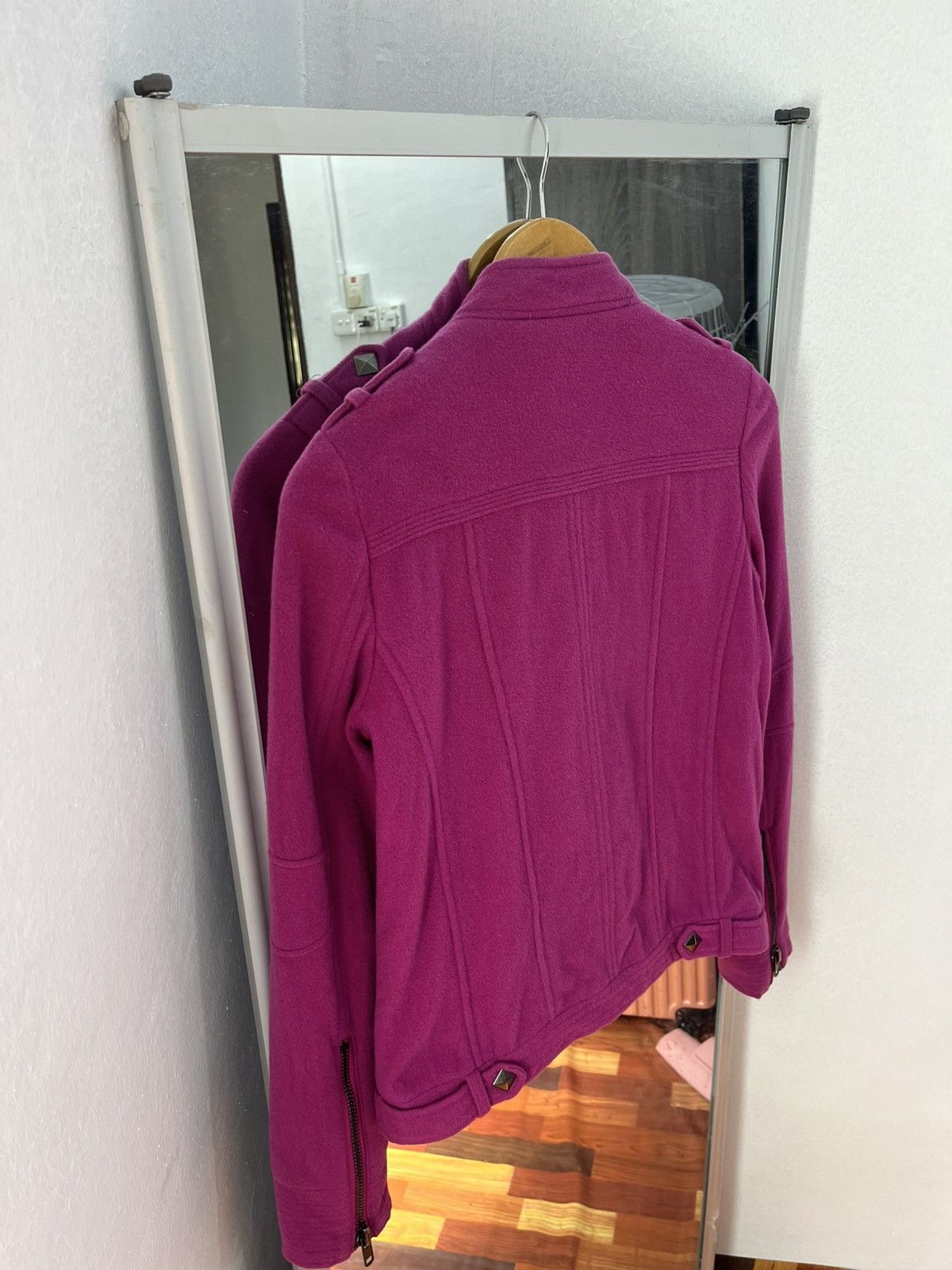 Japanese Brand MURUA Wool Biker Jacket Pink Studded Moto Japan Size S / US 4 / IT 40 - 15 Thumbnail