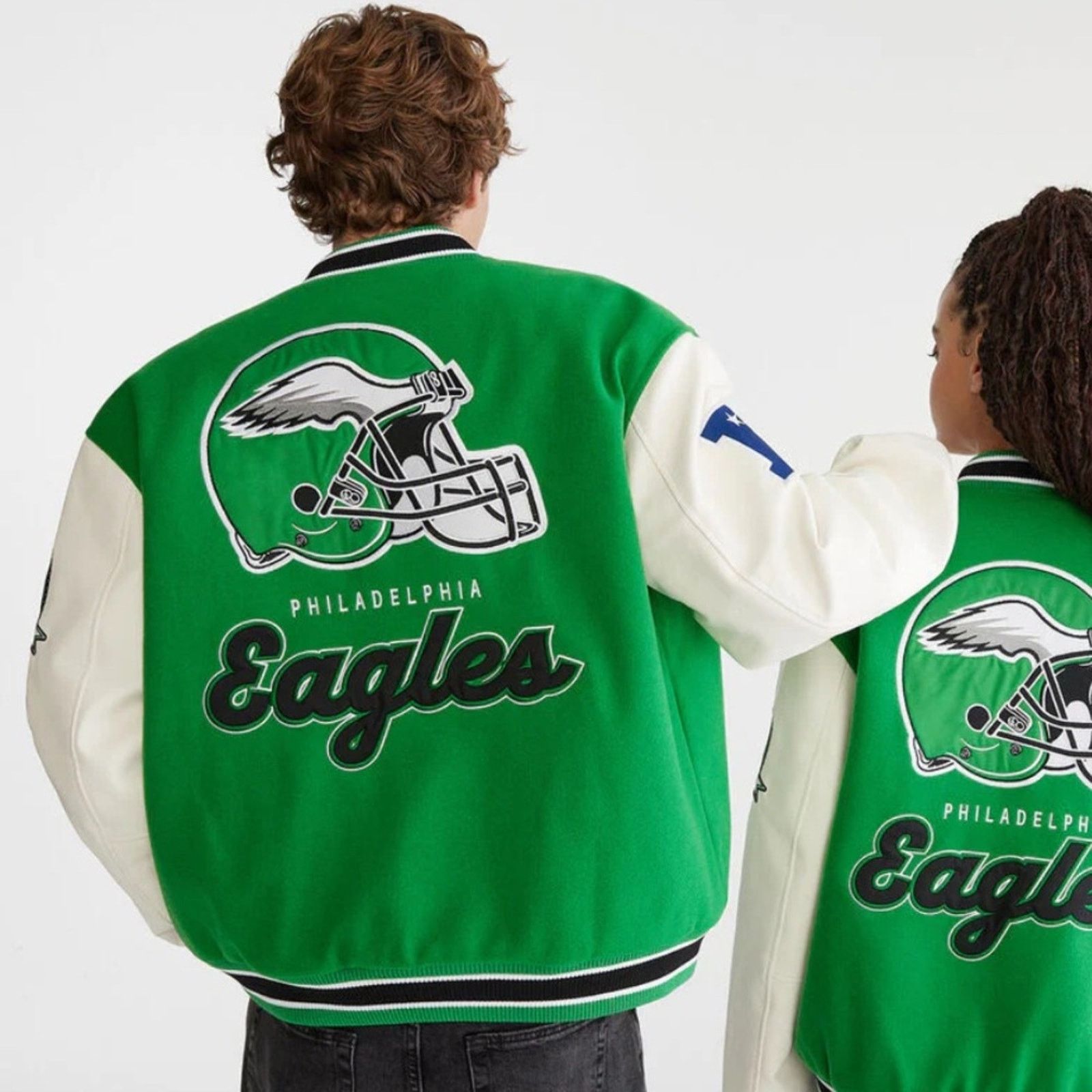 Aeropostale Philadelphia Eagles Green and White Varsity Jacket Size US M / EU 48-50 / 2 - 2 Thumbnail