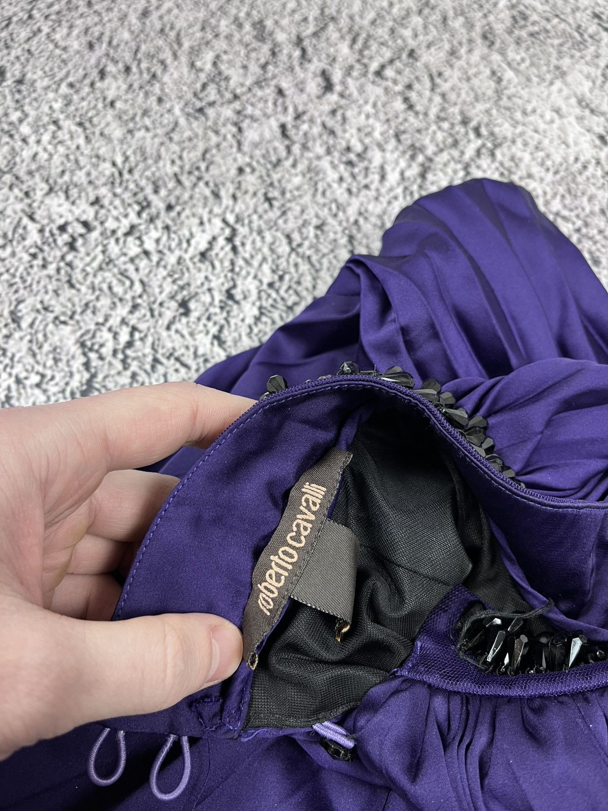 Roberto Cavalli Roberto Cavalli Purple Pleated Silk Top Crystal Collar Size S / US 4 / IT 40 - 11 Thumbnail