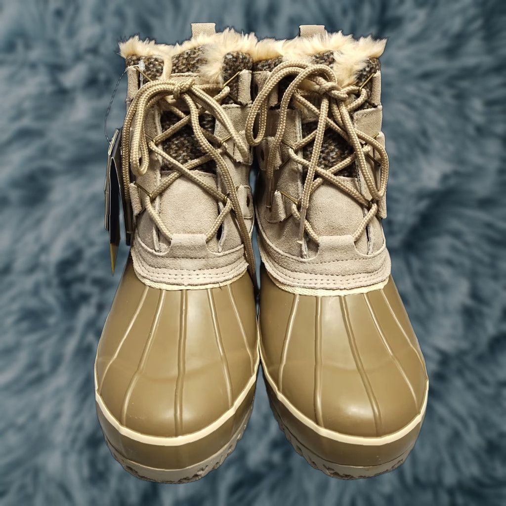 Vintage Khombu Thermolite Lola Winter Boots Womens 10 Taupe Faux Fur Round Toe Lace Up Boot Size US 10 / IT 40 - 1 Thumbnail