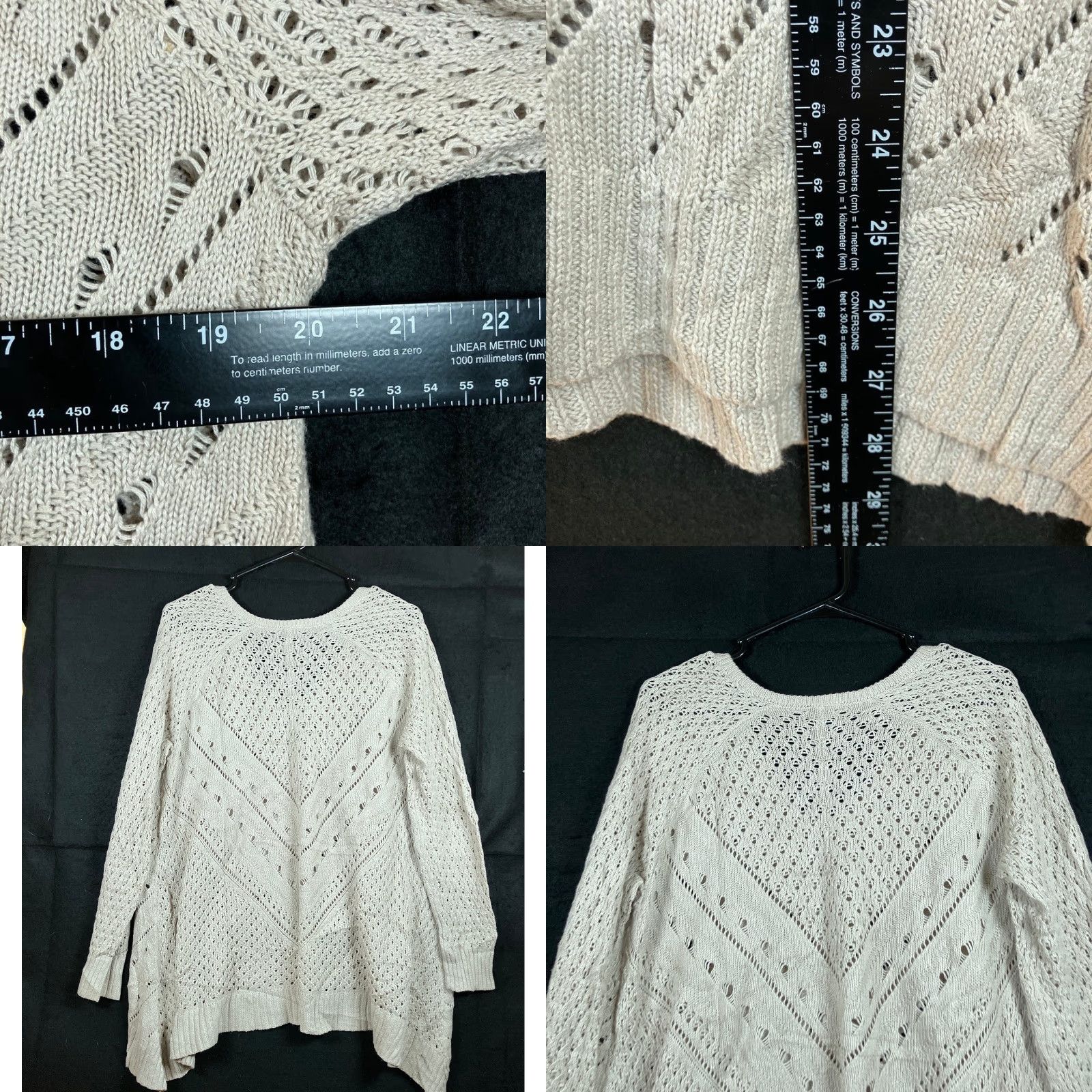 Torrid Torrid Womens Sweater Cream V Neck Pullover Open Knit Cotton Blend 1 Size XS / US 0-2 / IT 36-38 - 8 Thumbnail
