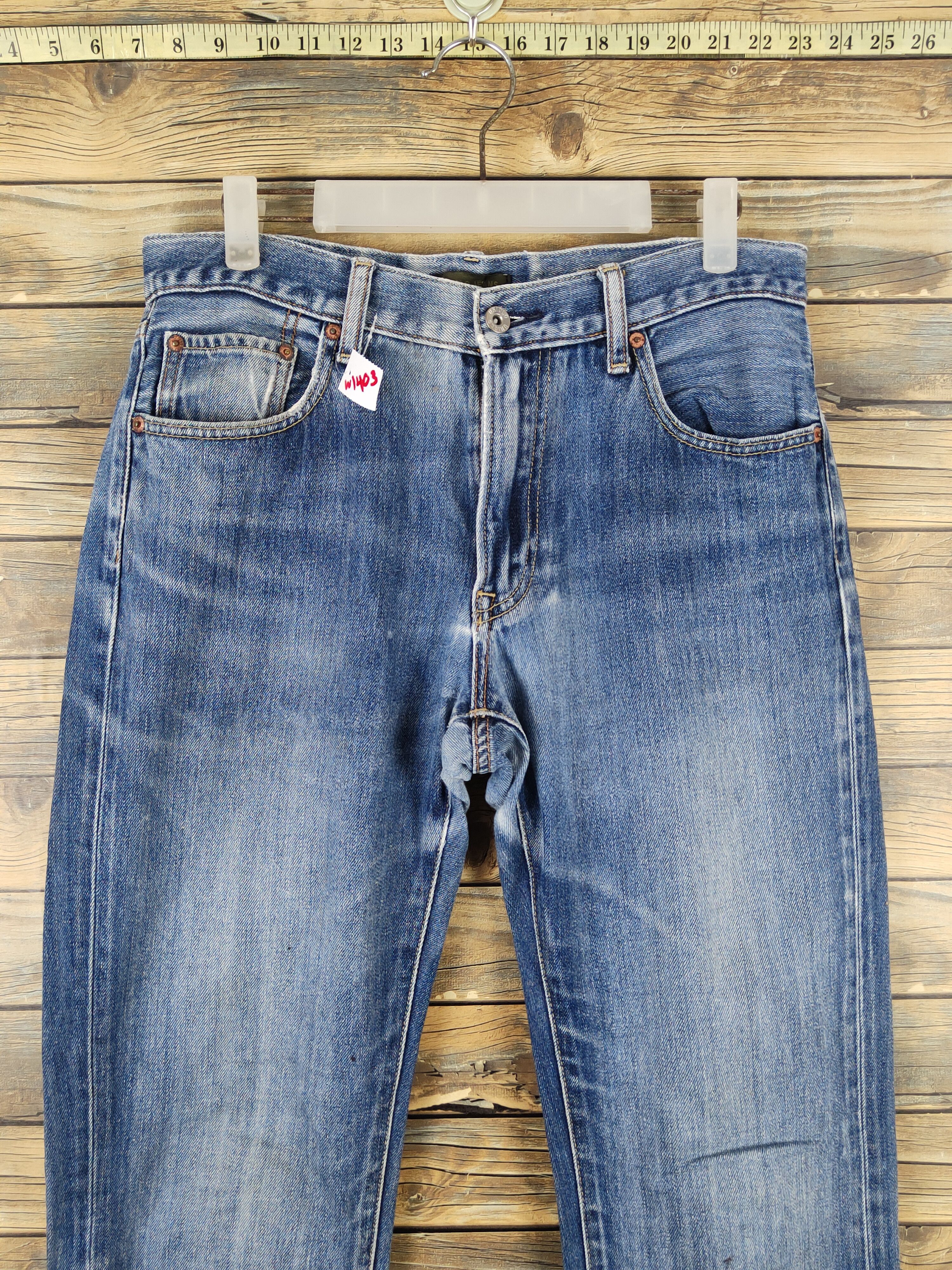 Japanese Brand Uniqlo japan Blue Distressed Ripped denim Jeans #W1403 Size US 31 - 2 Thumbnail