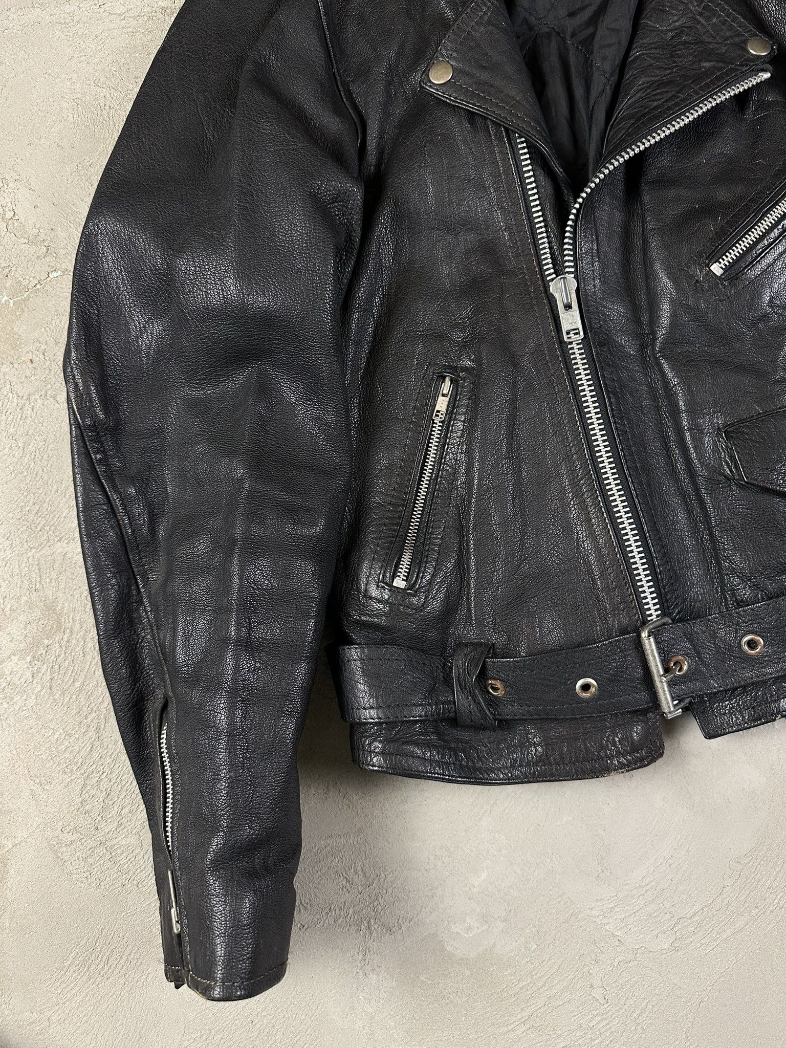 Genuine Leather 90s Vintage Biker Ramones Leather Boxy Jacket Size US S / EU 44-46 / 1 - 4 Thumbnail