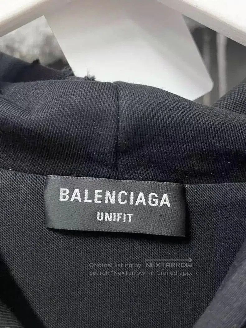 Balenciaga Balenciaga Black Distressed Hoodie Sweatshirt. Size US S / EU 44-46 / 1 - 7 Thumbnail