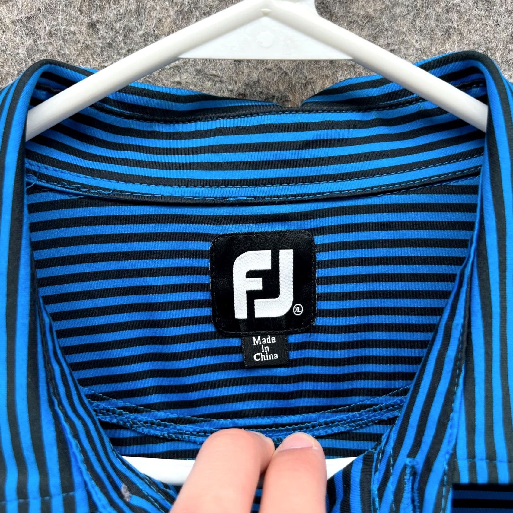 Footjoy FootJoy Polo Shirt Men XL Blue Black Stripes Short Sleeve Collared Button Size US XL / EU 56 / 4 - 7 Thumbnail