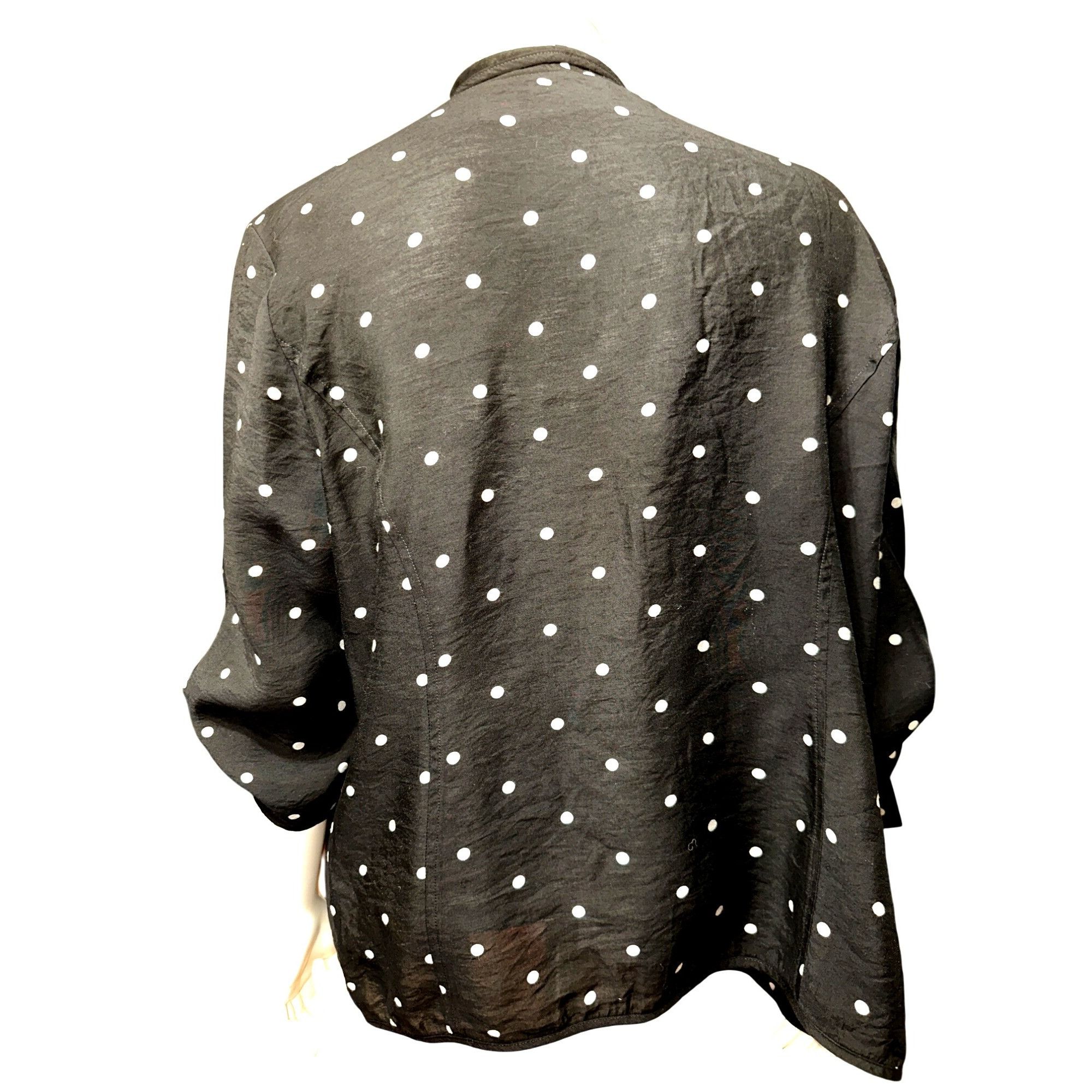 Chicos Chicos Black Polka Dot Cardigan Lightweight Open Front Blous Size L / US 10 / IT 46 - 3 Thumbnail