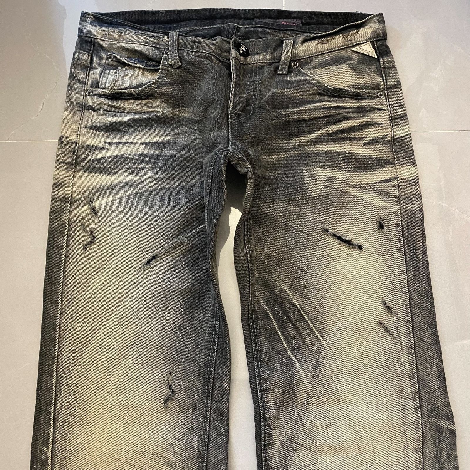 Hysteric Glamour Vintage Japanese Brand Faded Low-rise Denim Jeans Black Gray Size 32" / US 10 / IT 46 - 3 Thumbnail
