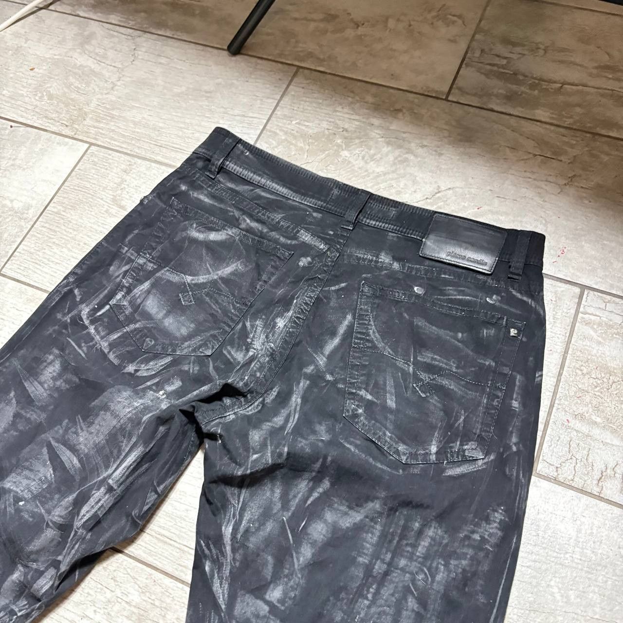 Japanese Brand Custom Black Baggy Distressed Jeans Painted Wide Leg Size US 31 - 5 Thumbnail