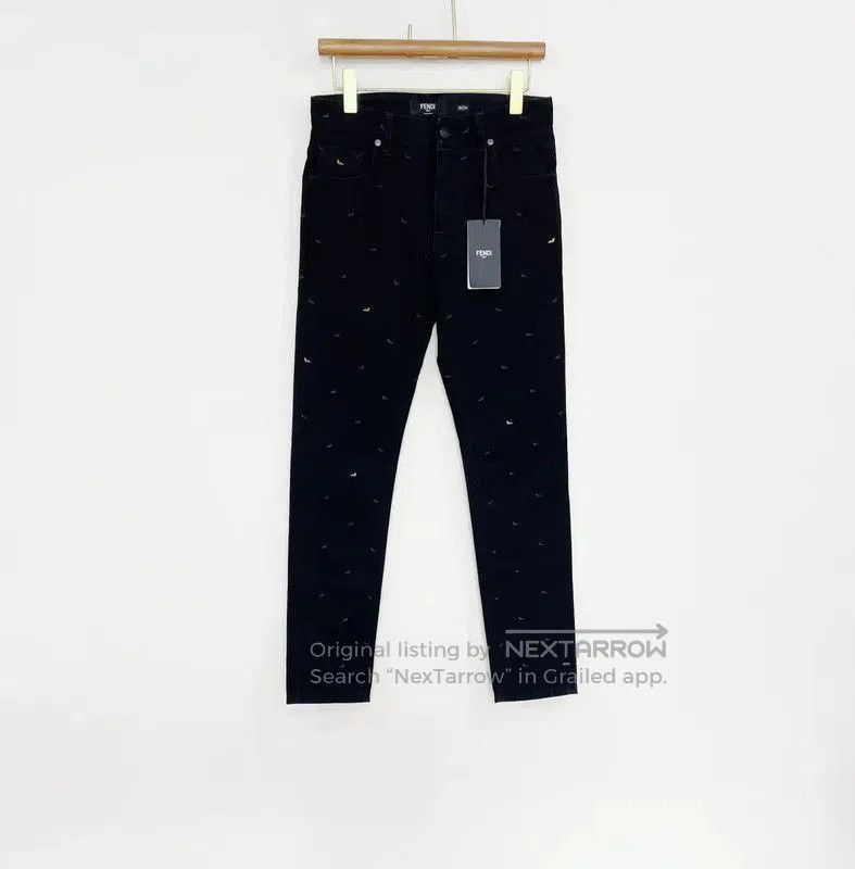 Fendi Fendi Black Embroidered Casual Pants for Men . Size US 26 / EU 42 - 1 Thumbnail