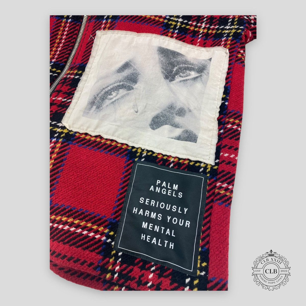 PALM ANGELS TARTAN PRINT JACKET - RED