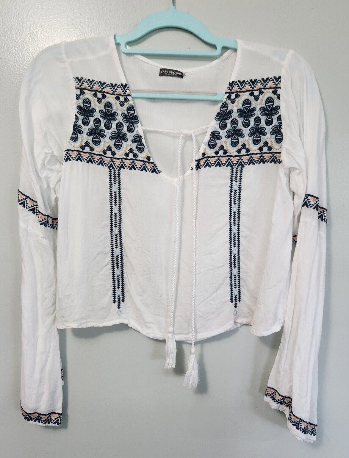 Designer Earthbound Trading Company Top Small Long Bell Sleeve Size S / US 4 / IT 40 - 1 Thumbnail