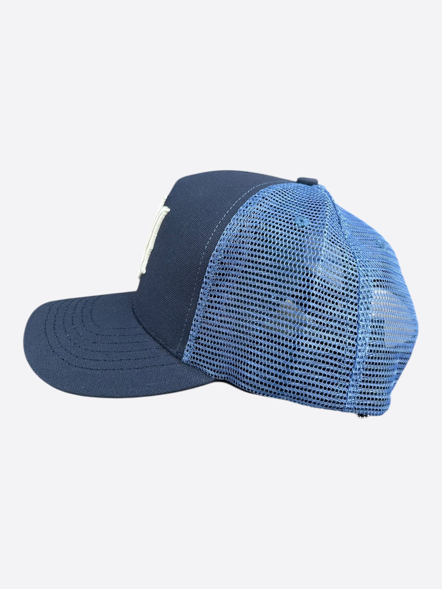 Amiri Amiri Navy & White MA Logo Trucker Hat Size ONE SIZE - 4 Thumbnail