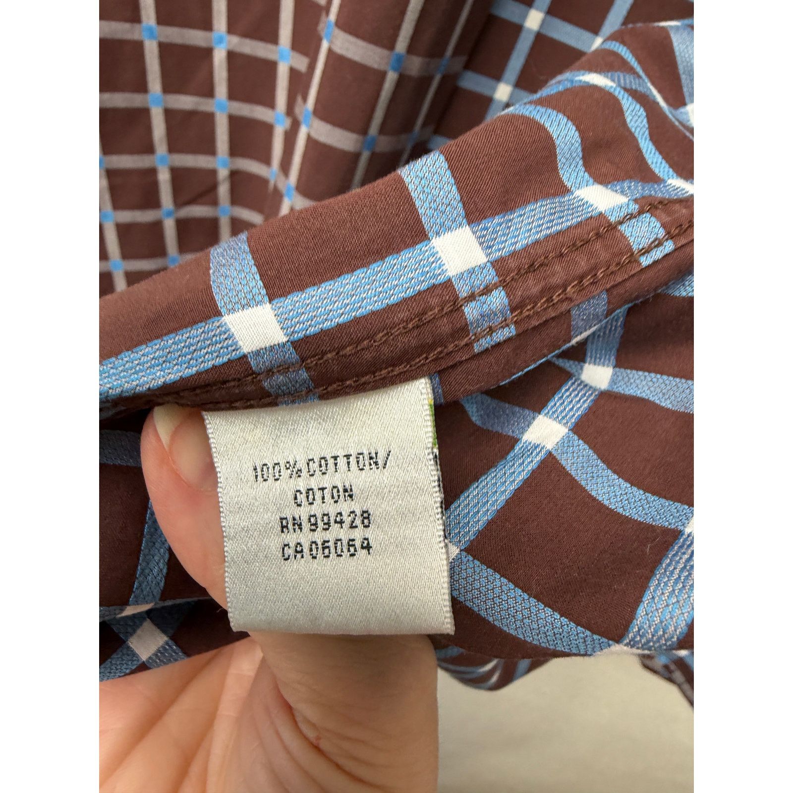 BUGATCHI Bugatchi Plaid Button Front Long Sleeve Shirt L Blue Brown Size US L / EU 52-54 / 3 - 11 Thumbnail
