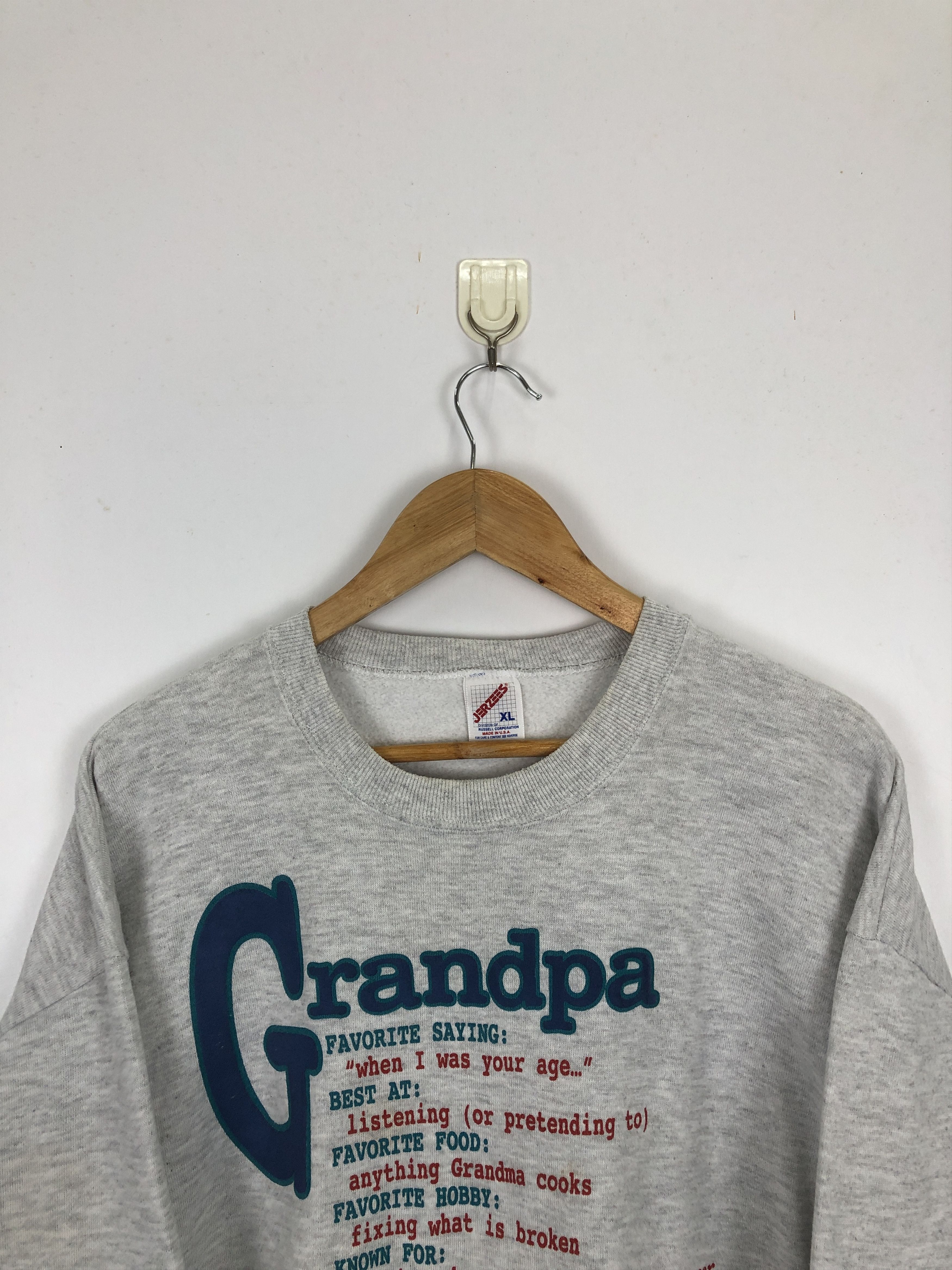Jerzees × Vintage Vintage 90s Grandpa Pullover Crewneck Sweatshirt Size US XL / EU 56 / 4 - 2 Thumbnail