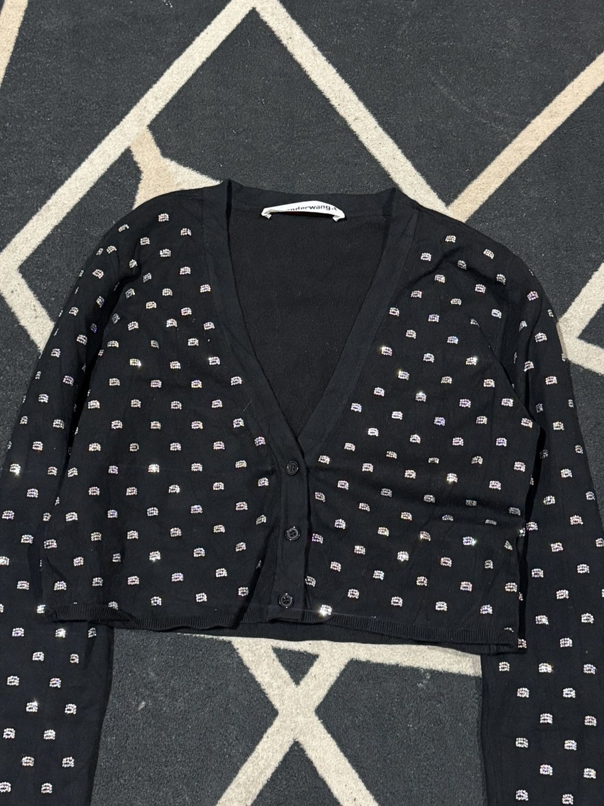 Alexander Wang V-NECK CROPPED CARDIGAN IN CRYSTAL Size S / US 4 / IT 40 - 5 Thumbnail