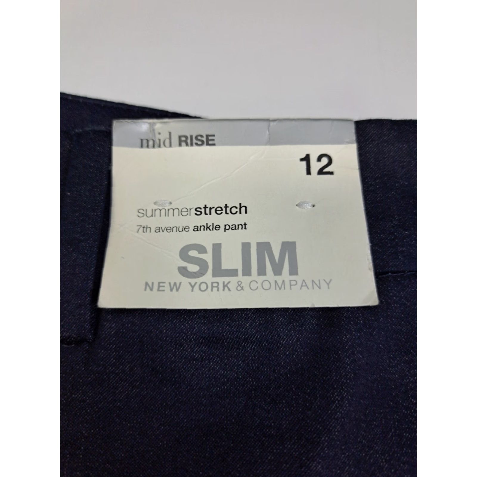Vintage NWT New York & Co Womens Mid Rise Slim Ankle Pants Stretch Side Zip Blu 12 #6791 Size 34" / US 12 / IT 48 - 4 Thumbnail