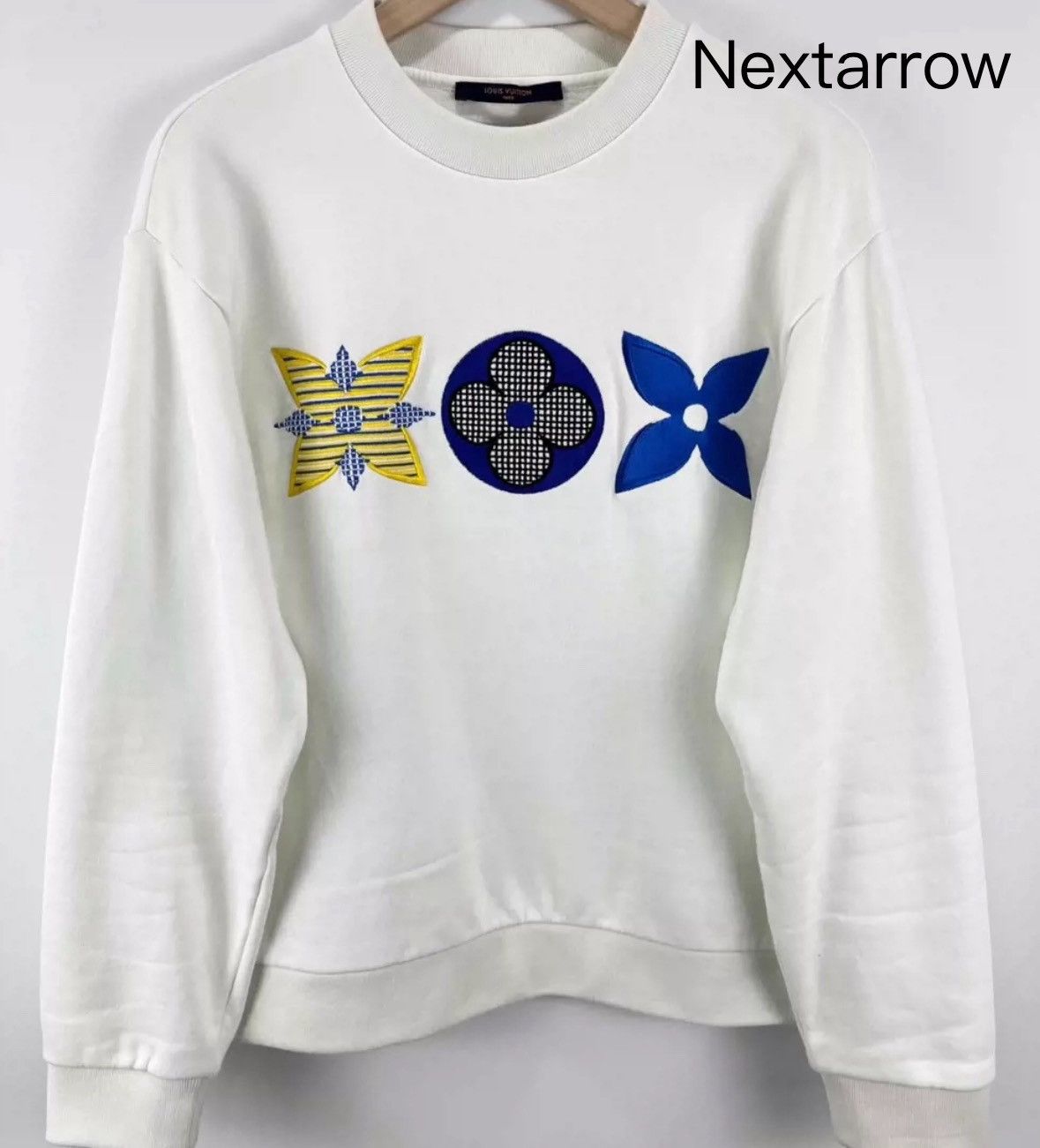 Louis Vuitton LV whit embroidered three floral hoodie