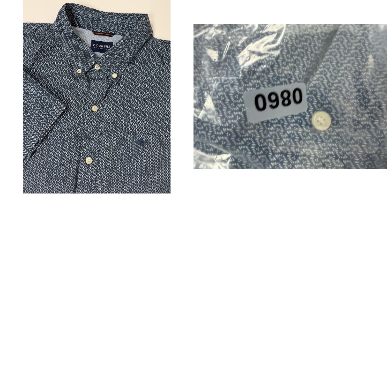 Dockers VINTAGE Dockers Shirt Men XXL Geometric Button-Up Navy Blue Cotton Polyester Elastane Stretch Pockets Travel Casual 90s 2XL Mens Size US XXL / EU 58 / 5 - 11 Thumbnail