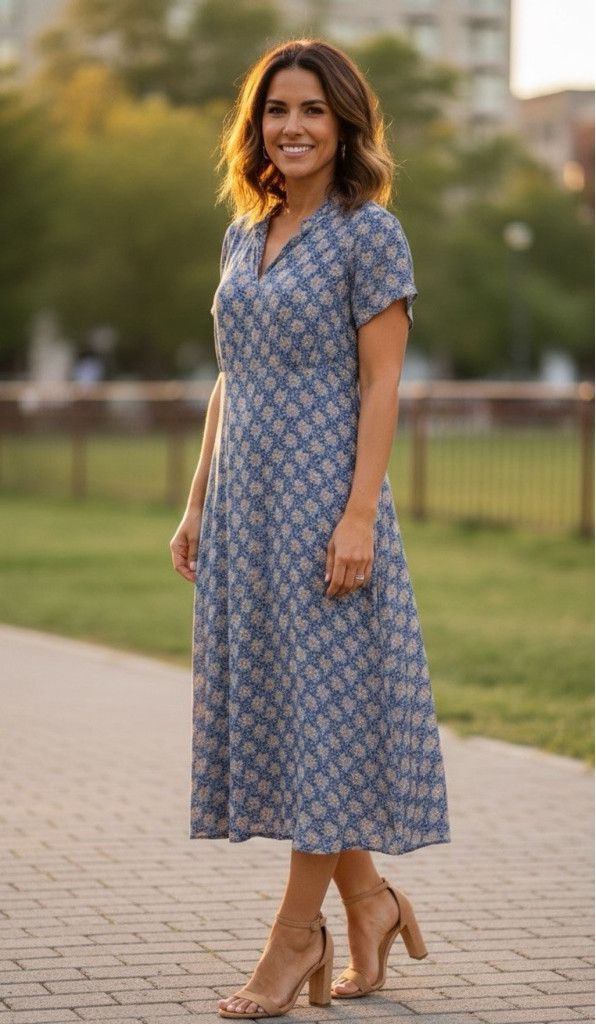 Vintage April Cornell Cornflower Georgette Maxi Dress XS