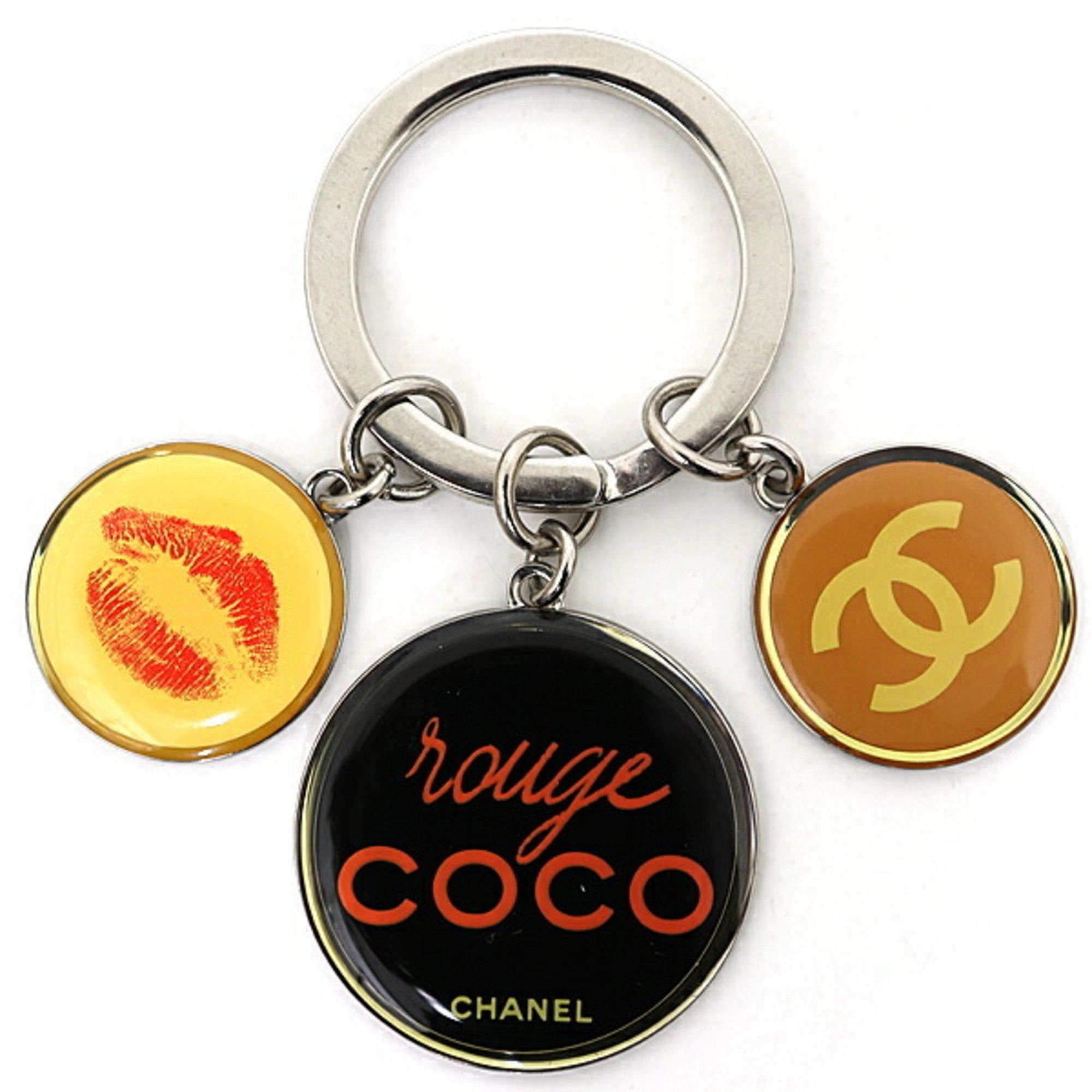 image of Chanel Rouge Coco Key Ring Keychain Mark Black Yellow Orange Red, Women's
