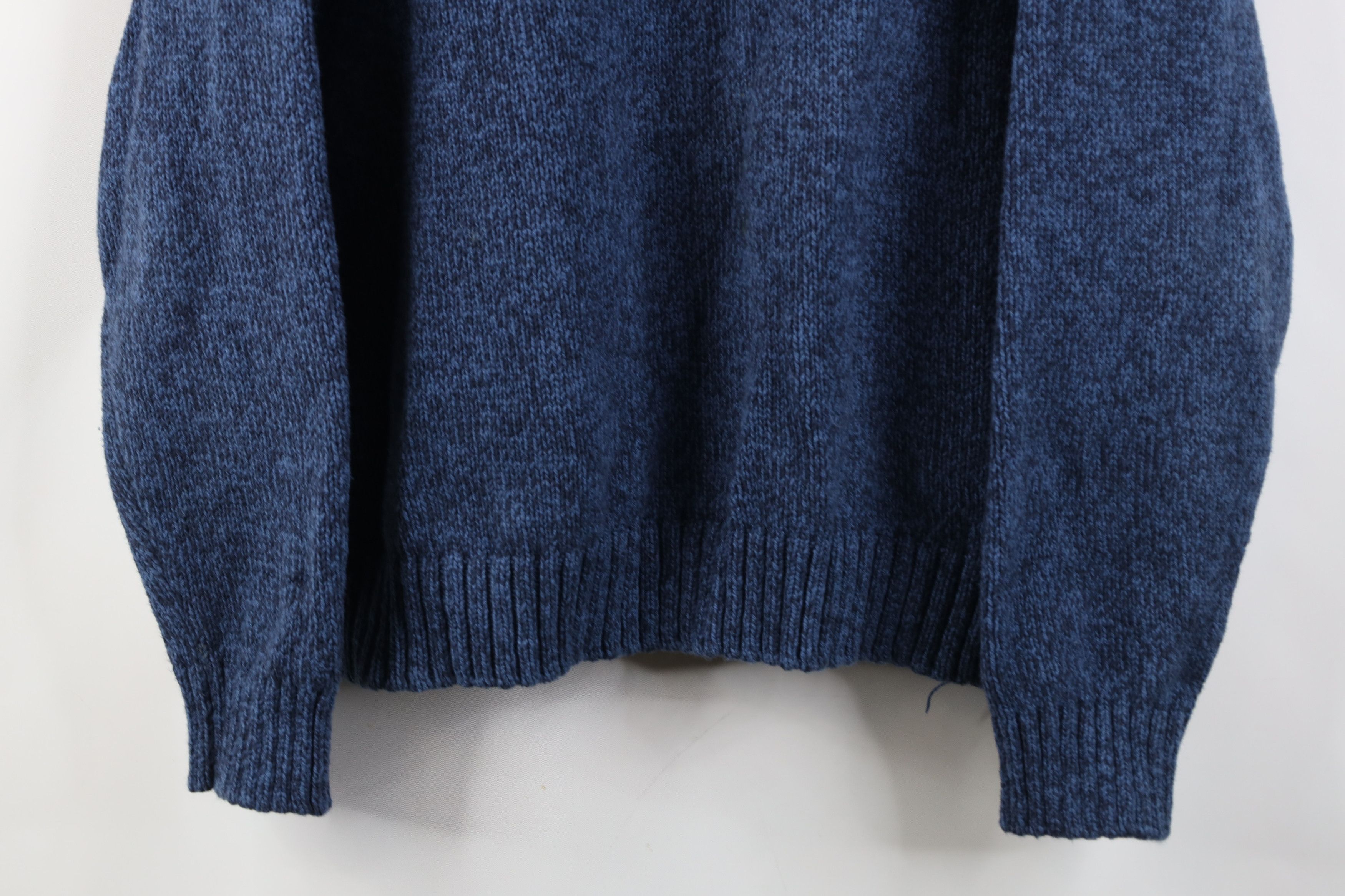 L.L. Bean Vintage LL Bean Heavyweight Cotton Knit Henley Sweater Blue Size US L / EU 52-54 / 3 - 3 Thumbnail