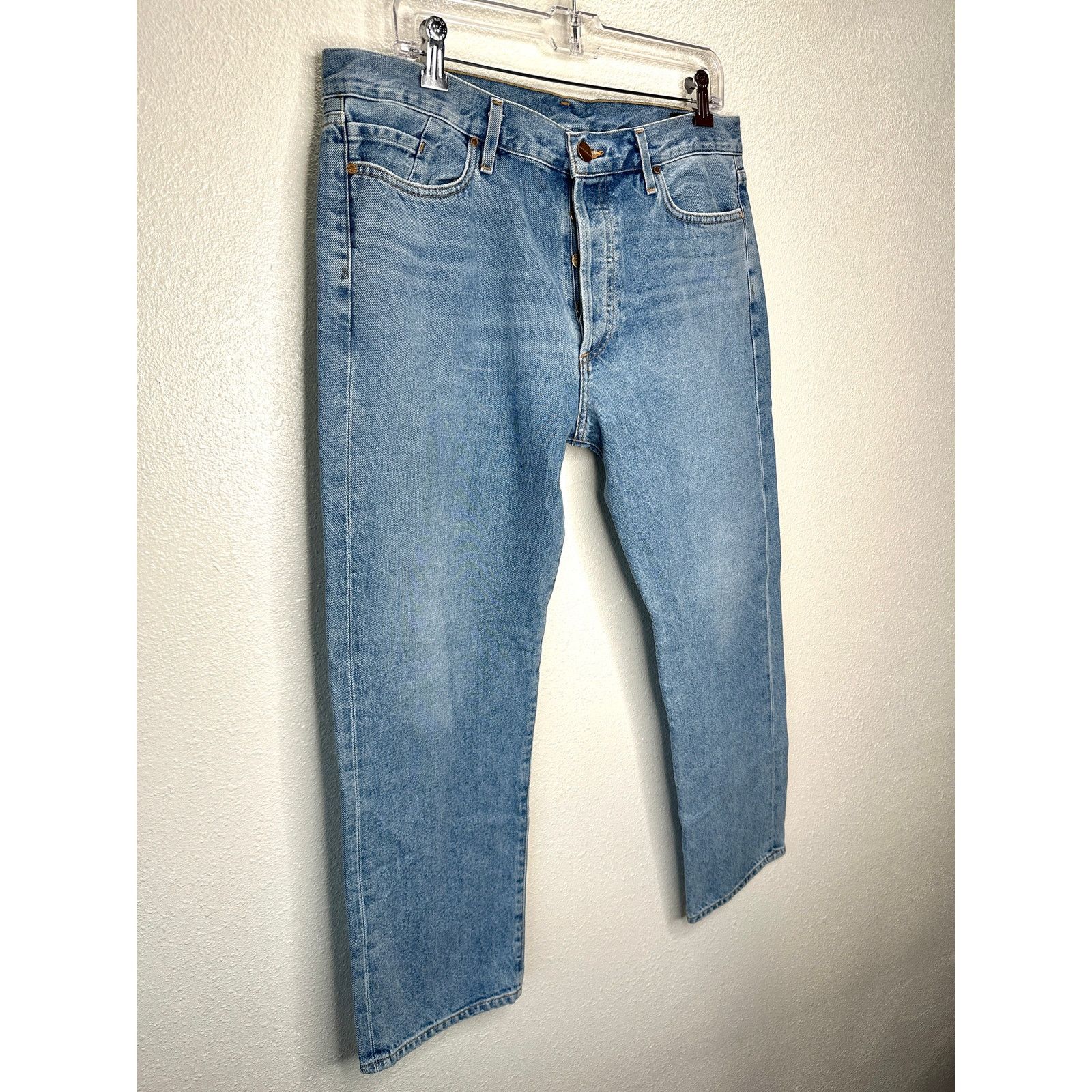 GOLDSIGN Goldsign Med Lt Wash Straight Leg Button Fly Denim Jeans 31 Size 31" - 2 Thumbnail