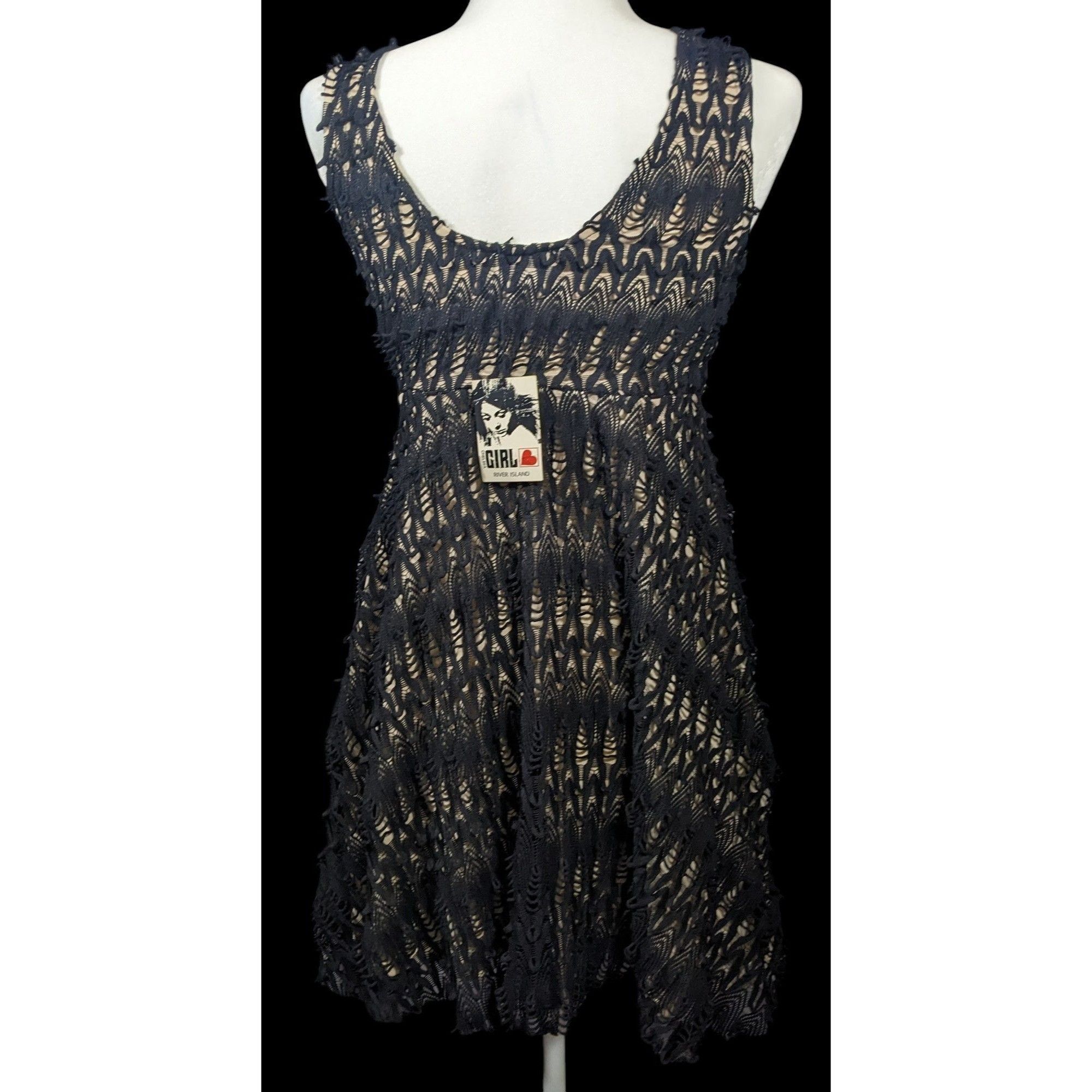 River Island Chelsea Girl River Island Black And Cream Lace Overlay Dress Size L / US 10 / IT 46 - 3 Thumbnail