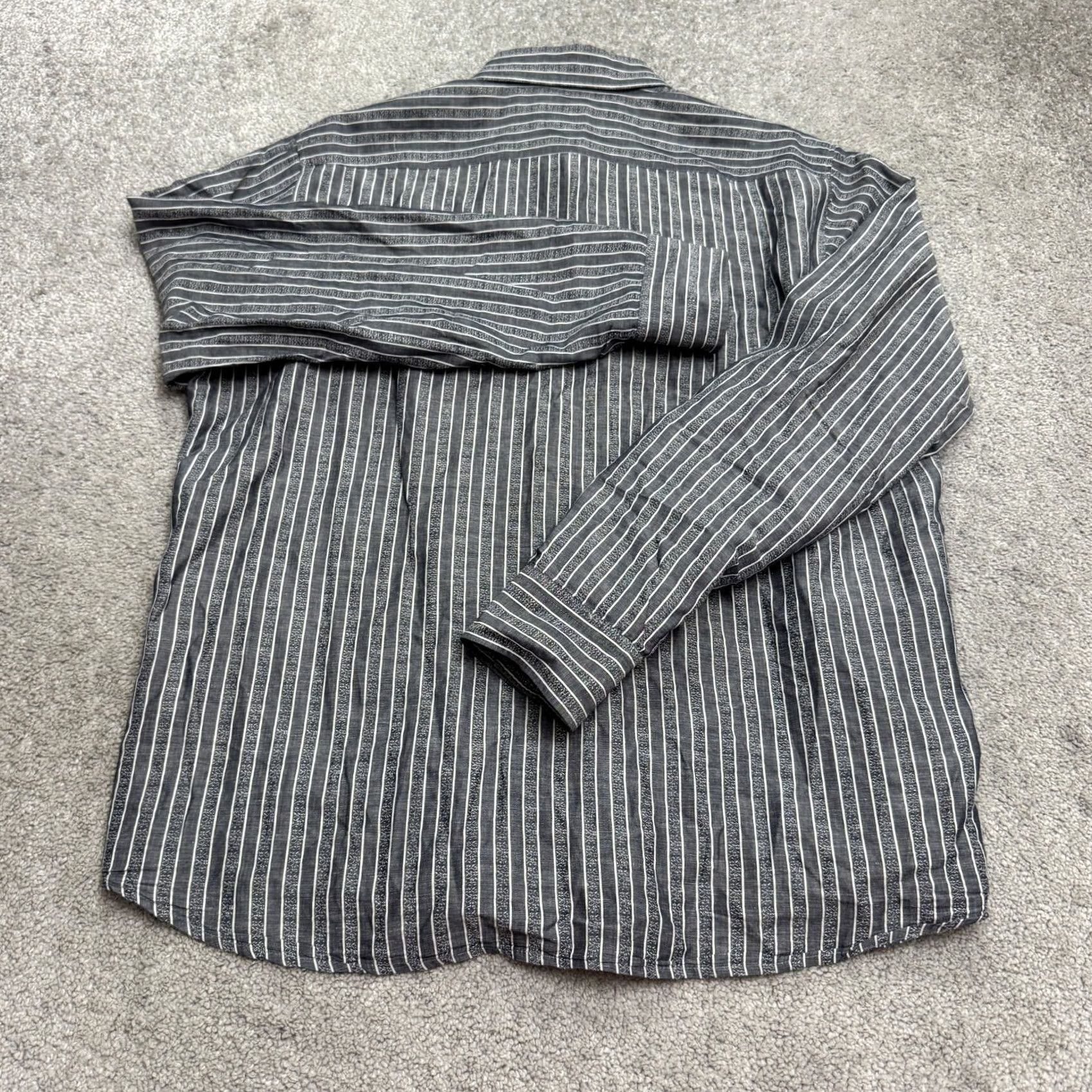 Hugo Boss HUGO BOSS Mens XL Gray Striped Long Sleeve Cotton Button Down Shirt Casual Work Size US XL / EU 56 / 4 - 2 Thumbnail