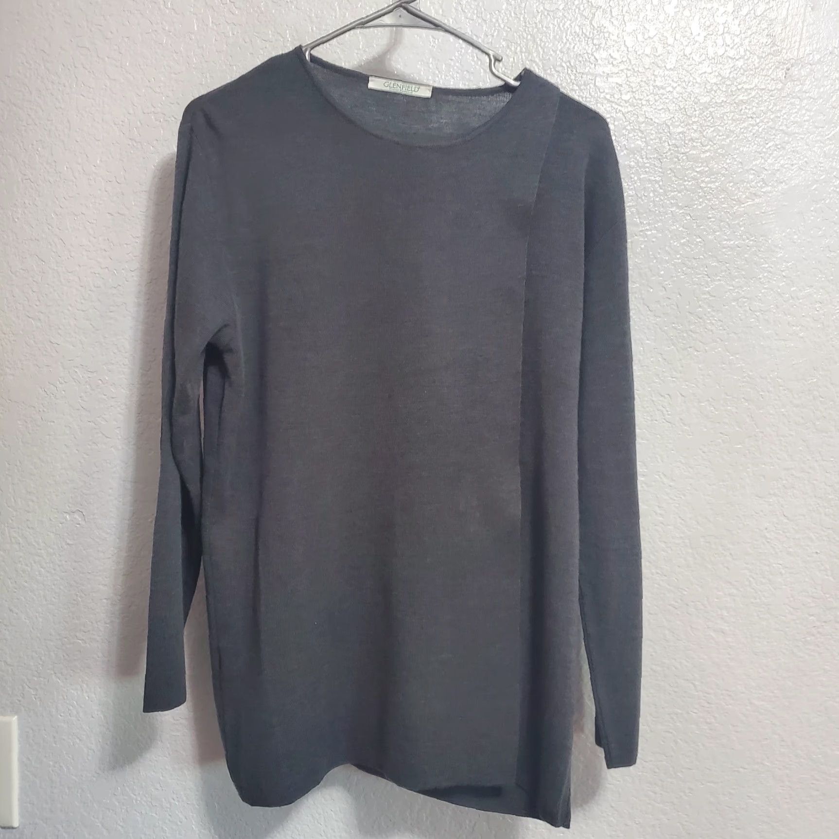 Vintage Glenfield Italian Knitwear Sweater Women M/L Gray Merino Wool Blend Draped Front Pullover Top Size M / US 6-8 / IT 42-44 - 2 Thumbnail