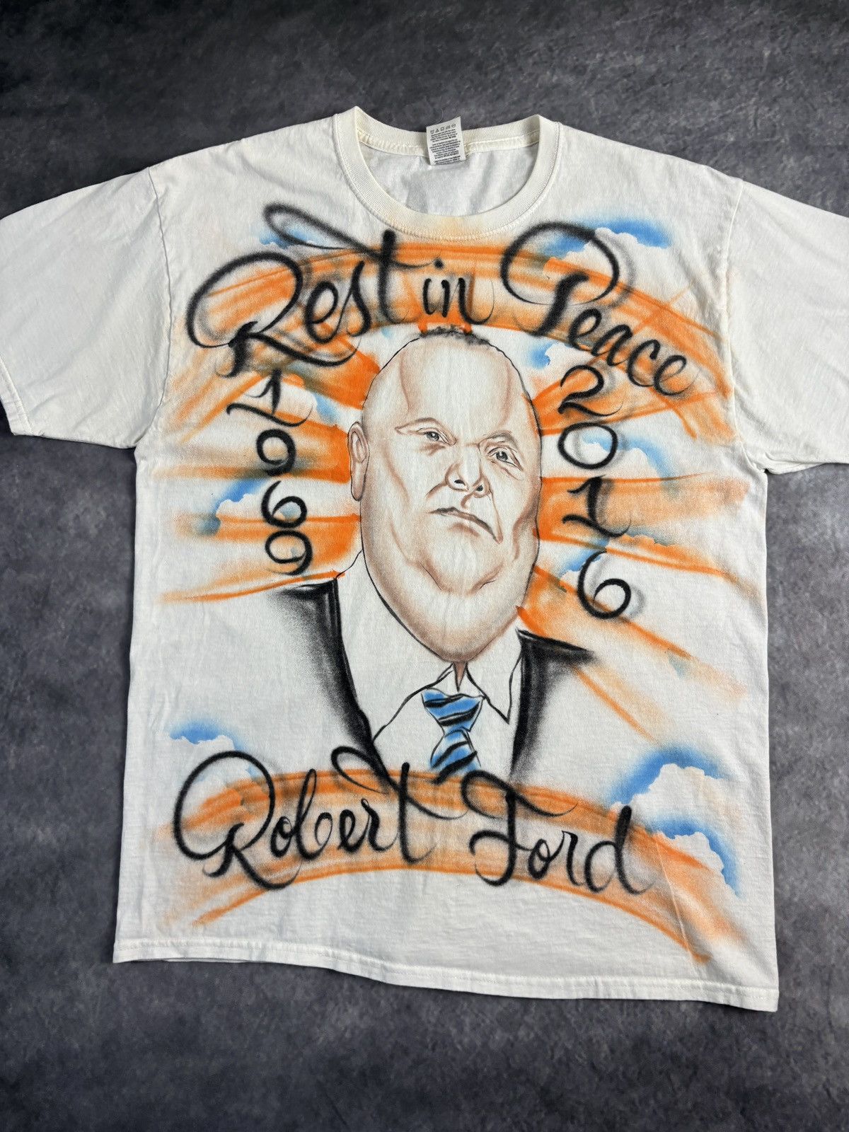 Other 2016 RIP Rob Ford Tee Shirt Custom Air Brush Painted Toronto Size US L / EU 52-54 / 3 - 6 Thumbnail
