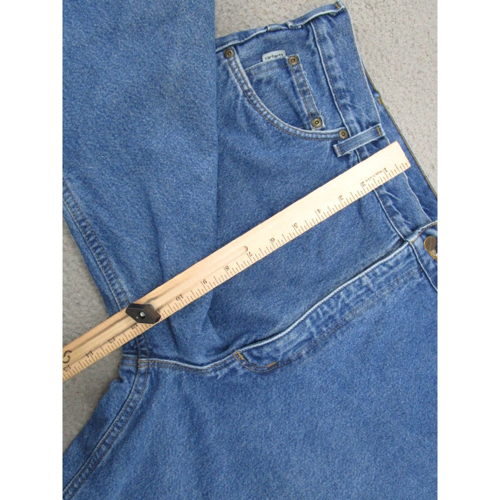 Carhartt VINTAGE Carhartt Jeans Mens 42x30 Blue Relaxed Fit Denim Trouser B172 DST Hardwearing Belt Loops 5-Pocket Logo Zipper Button Size US 42 / EU 58 - 6 Thumbnail