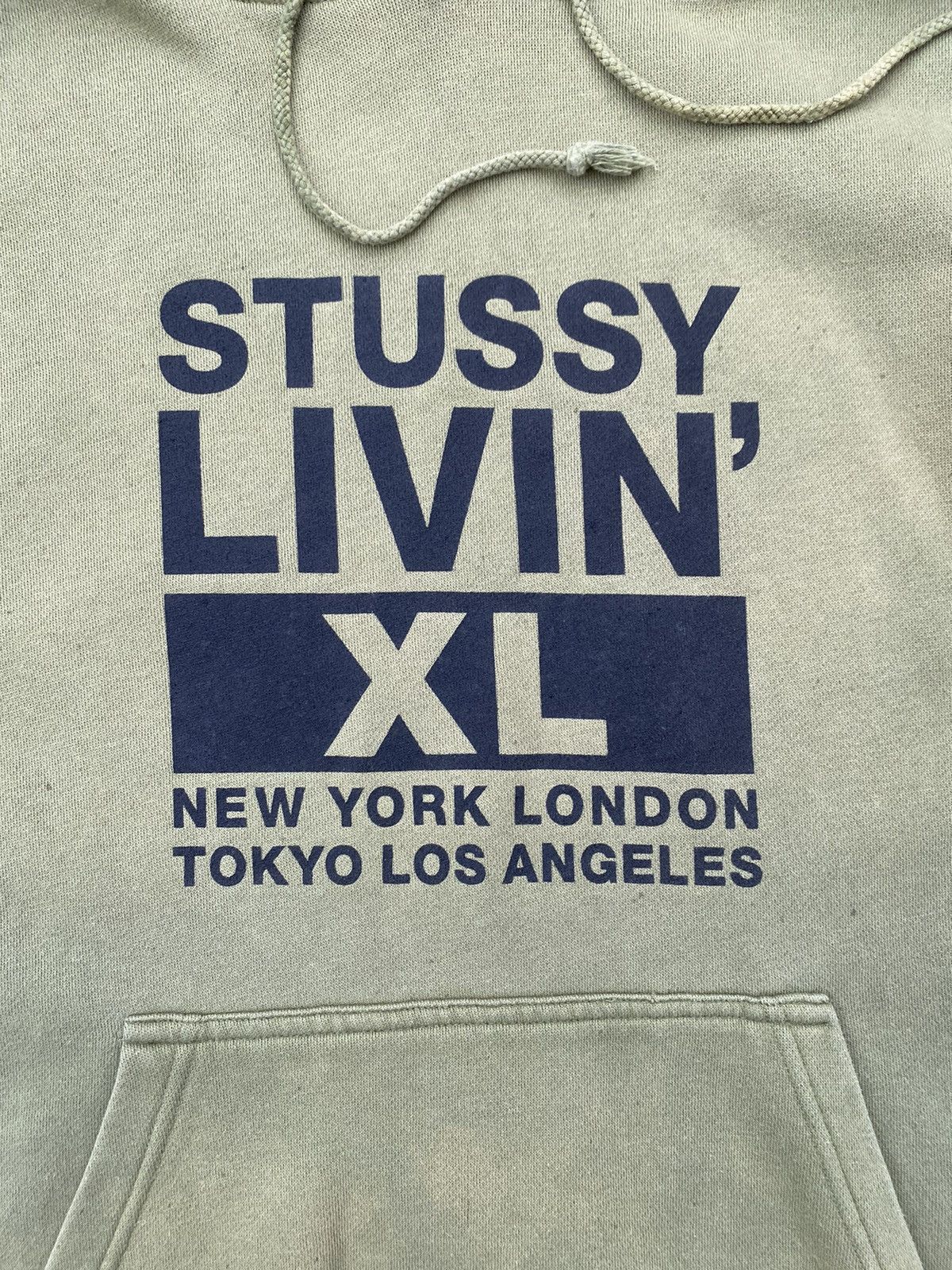 Stussy × Vintage 90S STUSSY LIVIN’ RARE MULTI LOGO Y2K RETRO FADED HOODIE Size US M / EU 48-50 / 2 - 5 Thumbnail