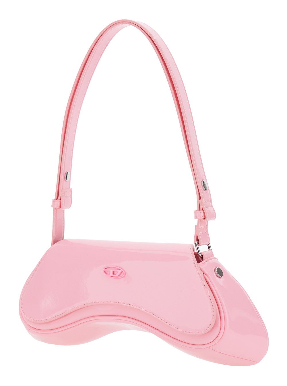 'Play' Pink Shoulder Bag with Oval D Logo Detail on the Front in Ecoleather Woman
