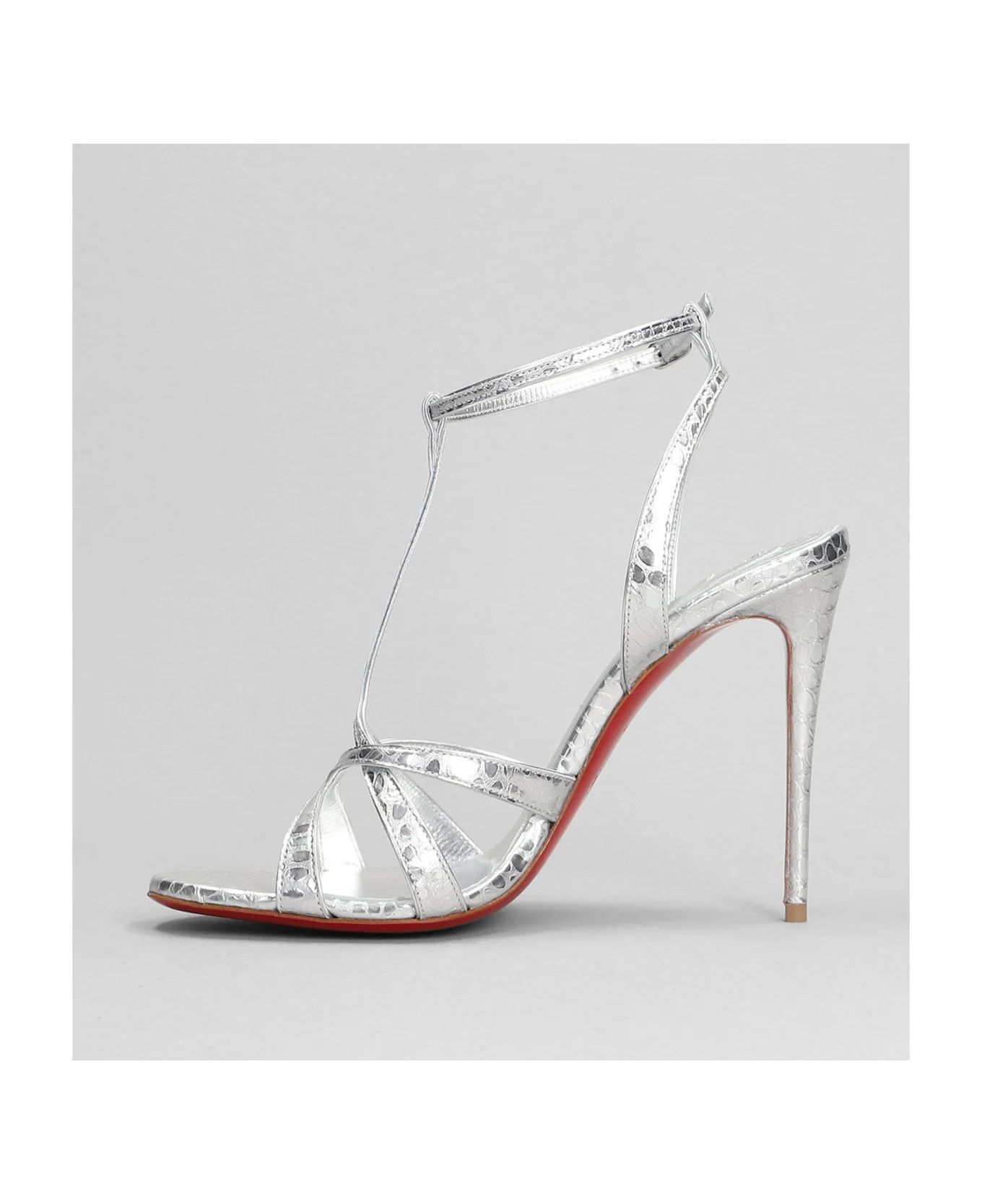 Christian Louboutin o1s1wg111124 Leather Heel Sandals in Silver Size US 7 / IT 37 - 3 Thumbnail