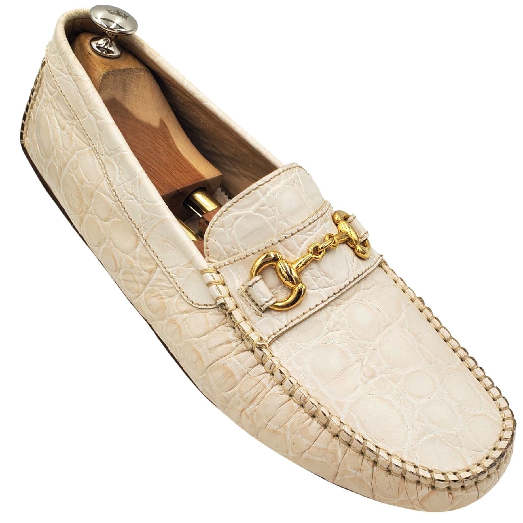 Aldo Brue Aldo Brue Men size 11 Beige Crocodile Embossed Leather Drivi Size US 11 / EU 44 - 1 Thumbnail