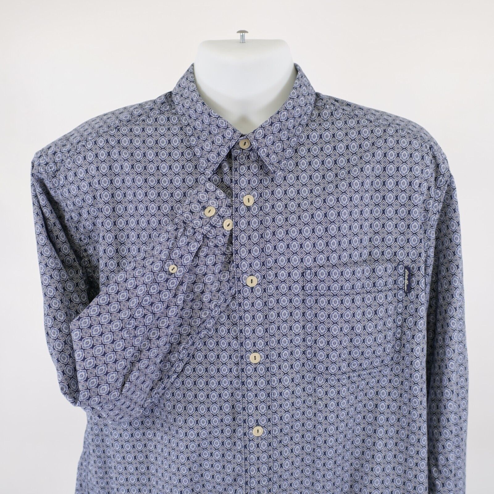 Eddie Bauer Eddie Bauer Geometric Floral Blue Large Pocket Collared Dres Size US L / EU 52-54 / 3 - 1 Thumbnail