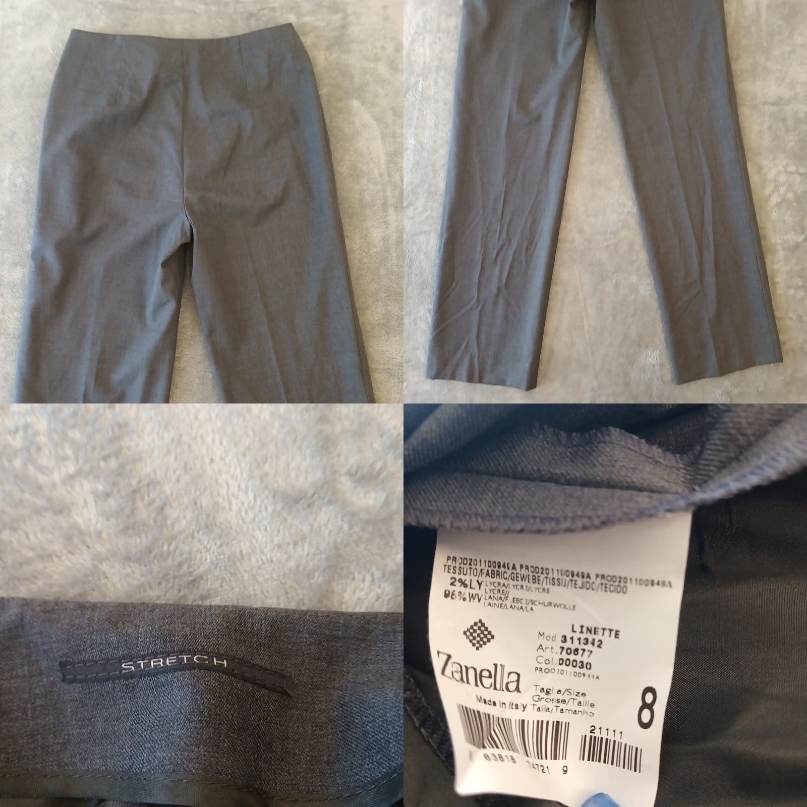 Zanella Zanella Dress Pants Womens Size 8 Gray Wool Blend Stretch 30x30 High Rise Italy Size 30" / US 8 / IT 44 - 8 Thumbnail