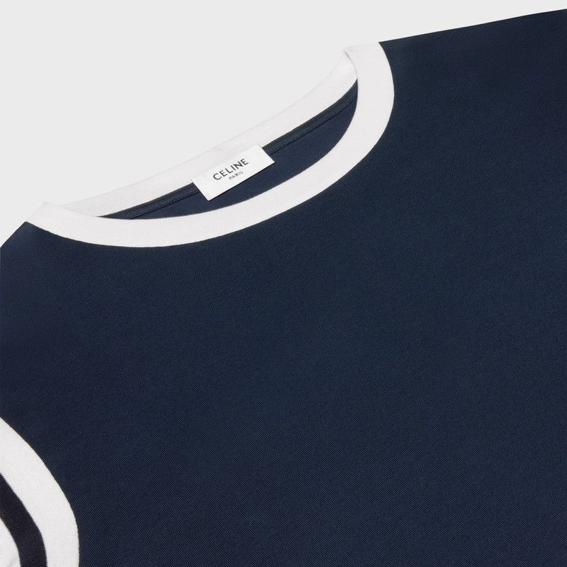 Celine o1bcso1str0126 2X30O671Q Triomphe Regular T-Shirt Deep Navy Size US L / EU 52-54 / 3 - 3 Thumbnail