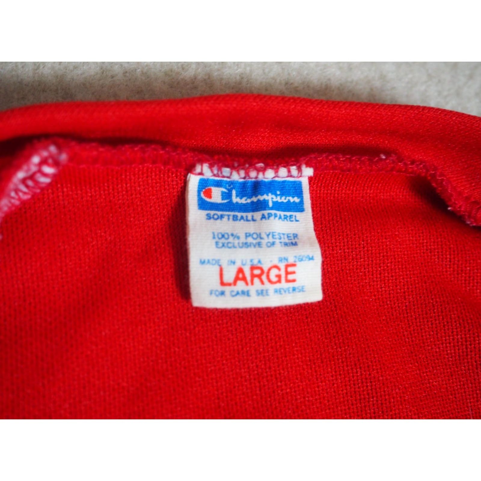 Champion VTG Champion Jersey Red White Bar 70s 80s Baseball Shirt Mens L 20" Pit to Pit 28" Length Size US L / EU 52-54 / 3 - 3 Thumbnail