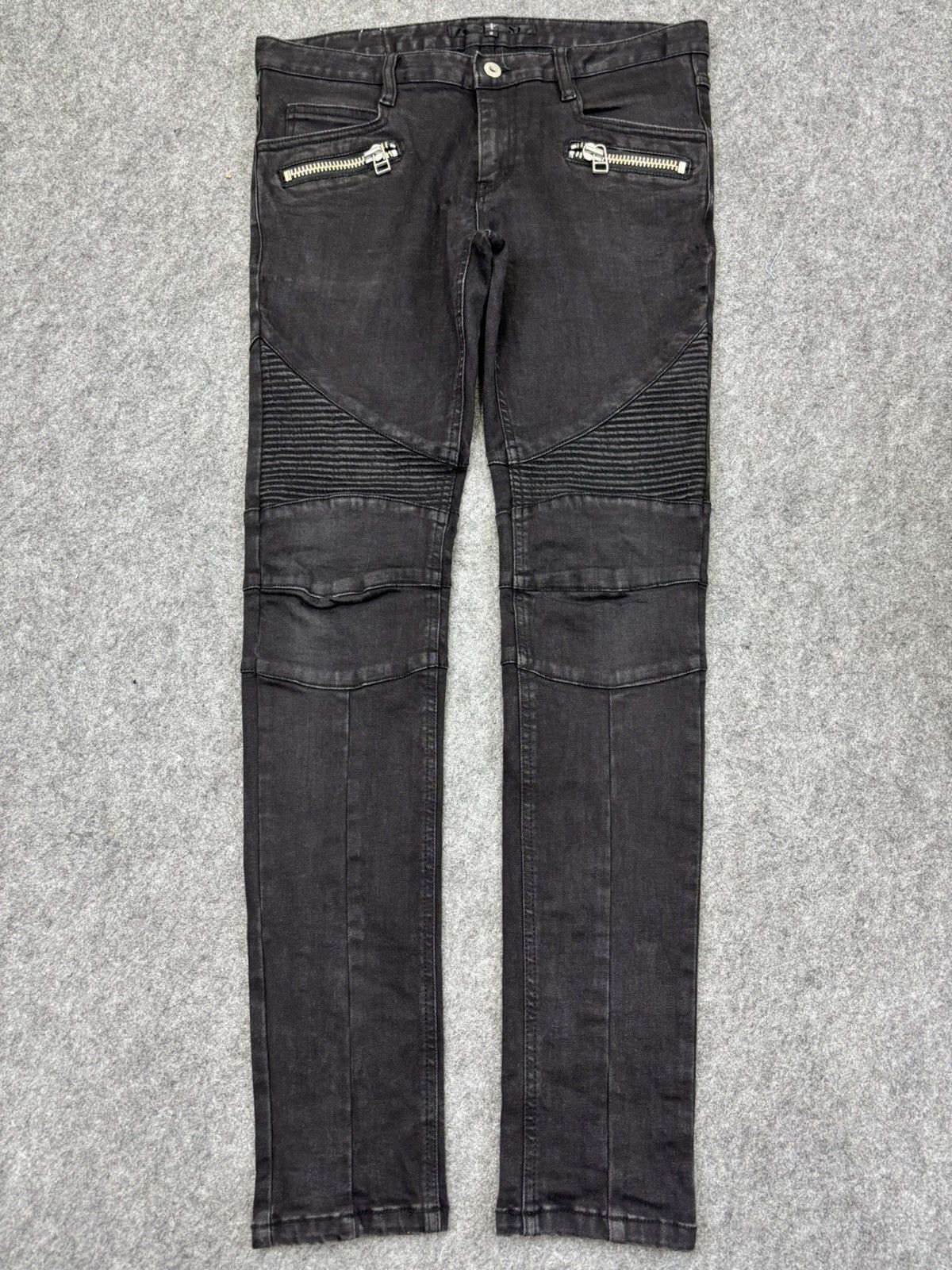 NO ID 💥Biker Denim💥No ID Biker Style Zipper Skinny Denim K28 Size US 33 - 15 Thumbnail