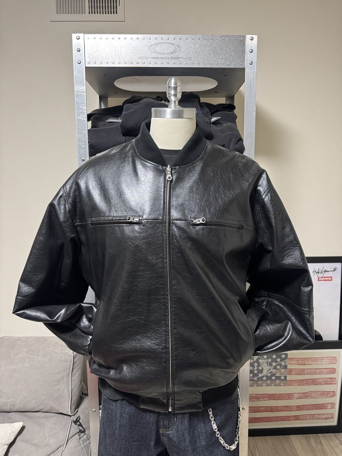 LUU DAN Lu'u Dan Reversible Faux Leather Bomber Jacket Black Size US XL / EU 56 / 4 - 1 Thumbnail
