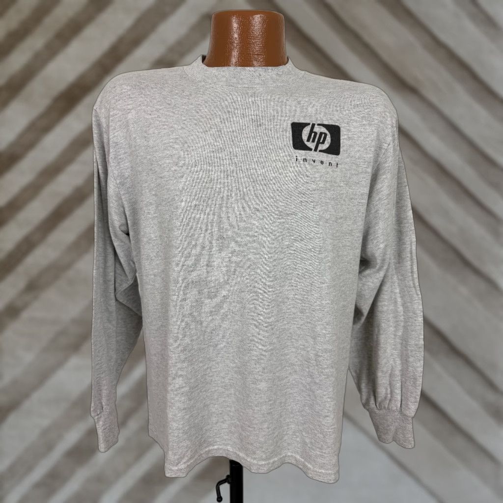 Jerzees VINTAGE Hewlett Packard Shirt Men M Gray 90s HP Invent Graphic Print Long Sleeve Logo T-Shirt 1990s Grunge Hipster Casual Mens Size US M / EU 48-50 / 2 - 1 Thumbnail